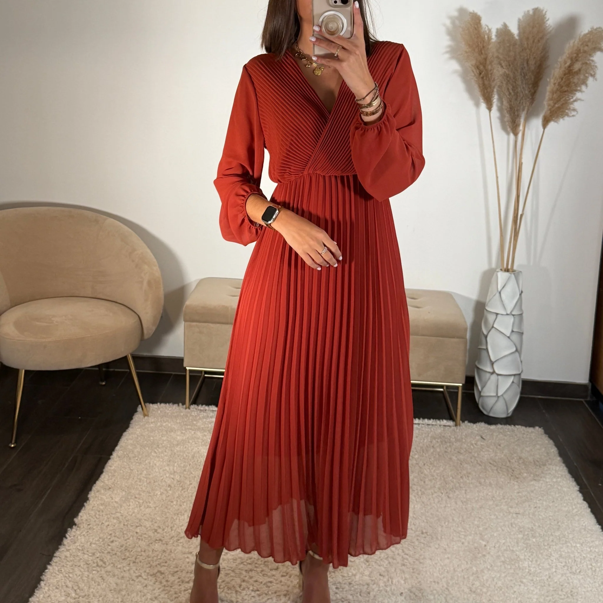 ROBE LONGUE TERRACOTTA ELODIE