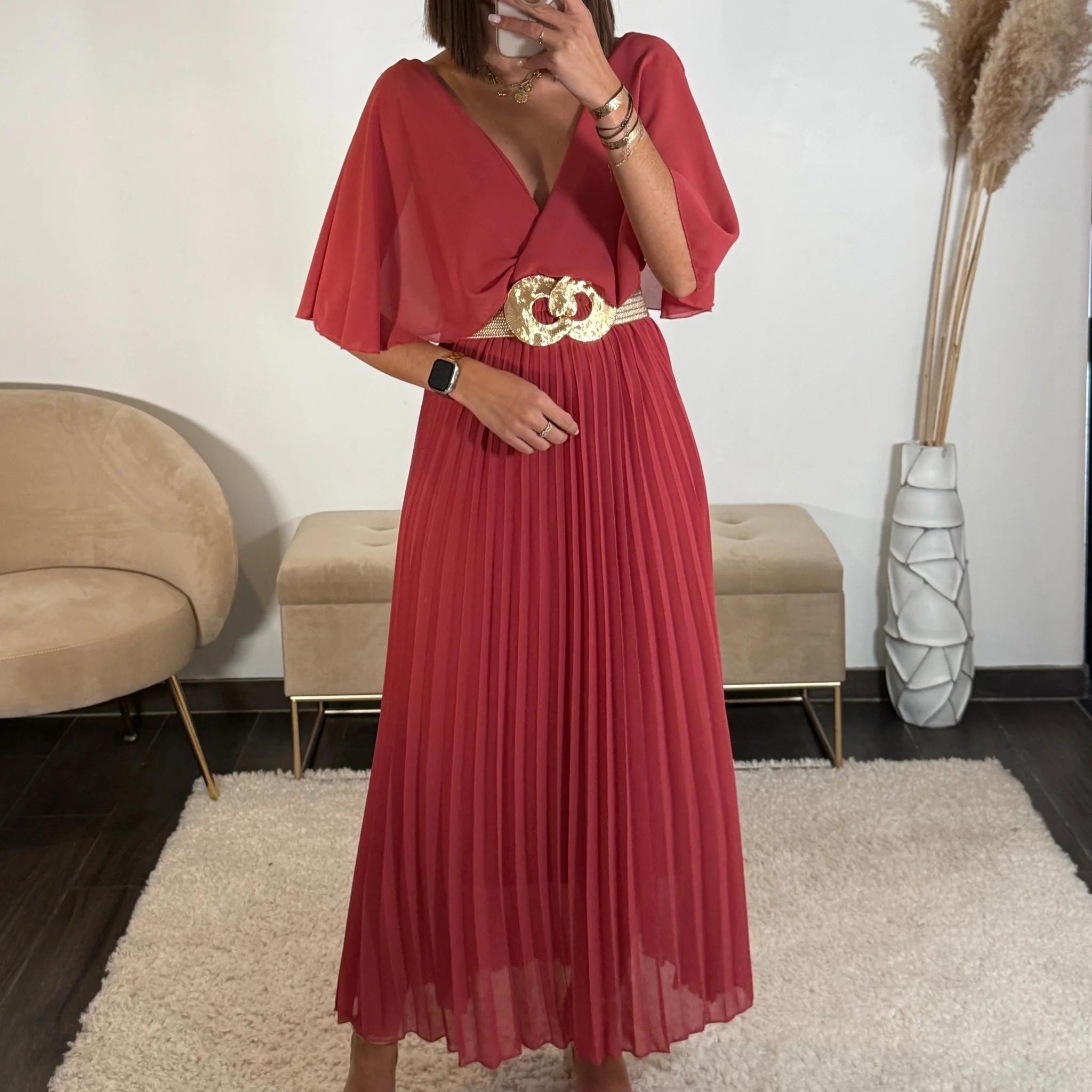 ROBE LONGUE TERRACOTTA/VIEUX ROSE JULIA - Image 6