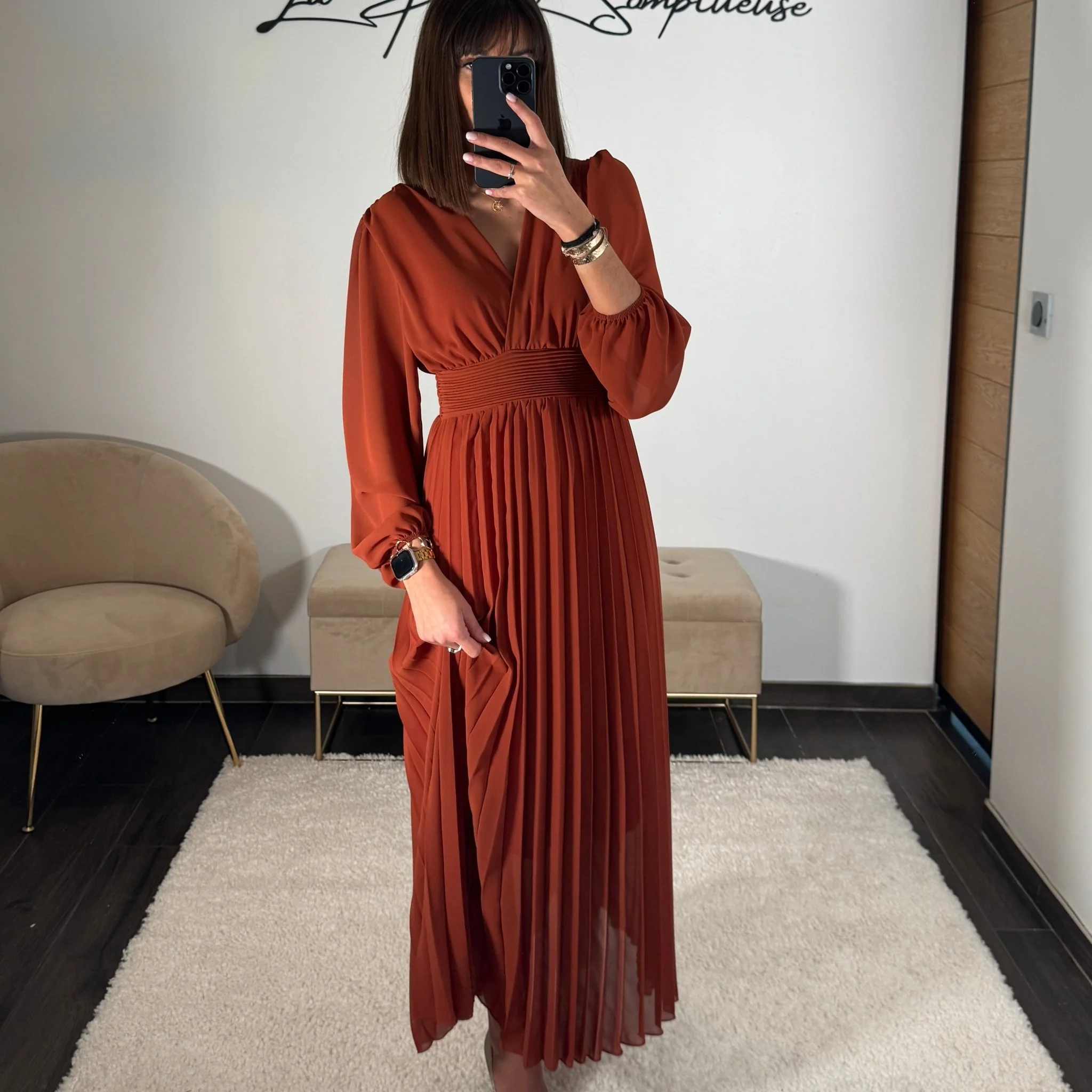 ROBE LONGUE TERRACOTTA KARENA - Image 3