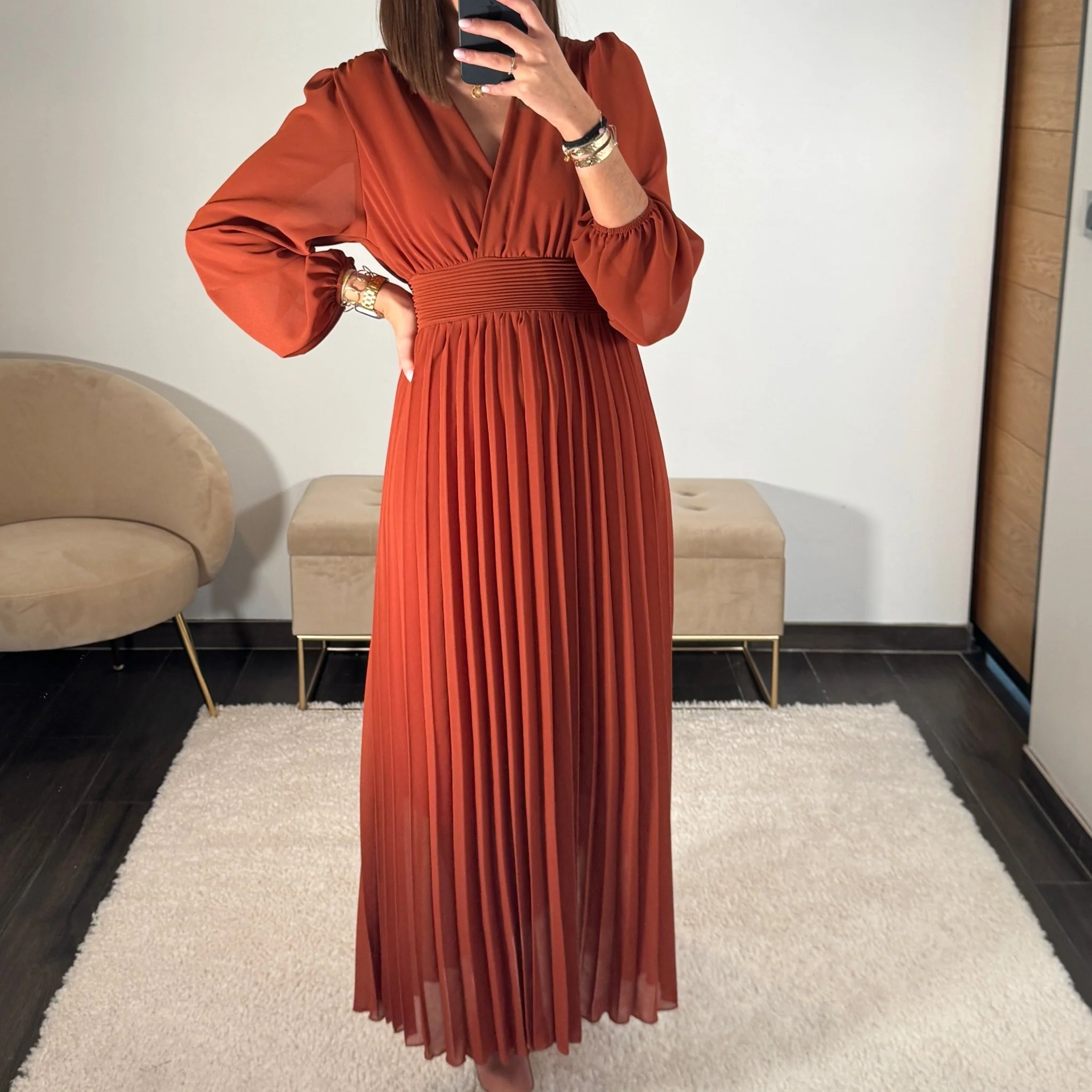 ROBE LONGUE TERRACOTTA KARENA - Image 5
