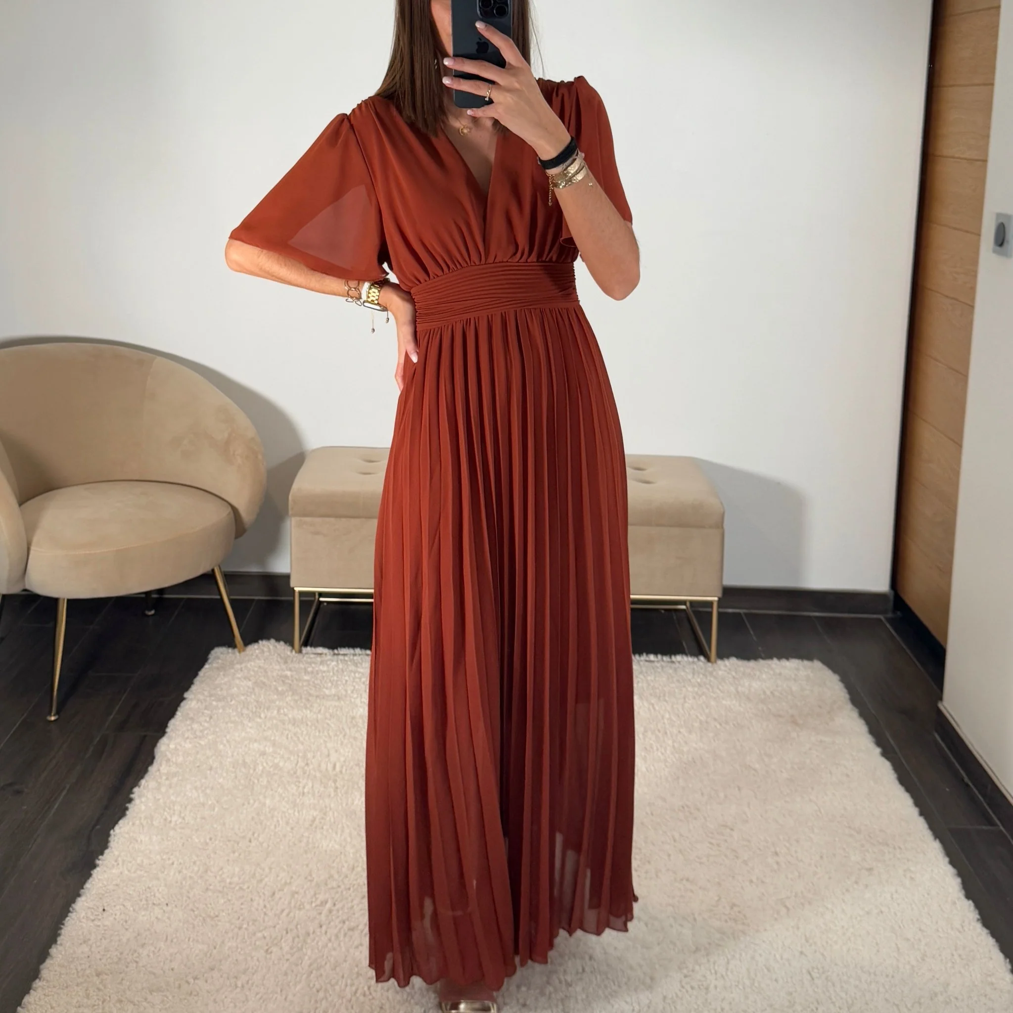 ROBE LONGUE TERRACOTTA KARENE