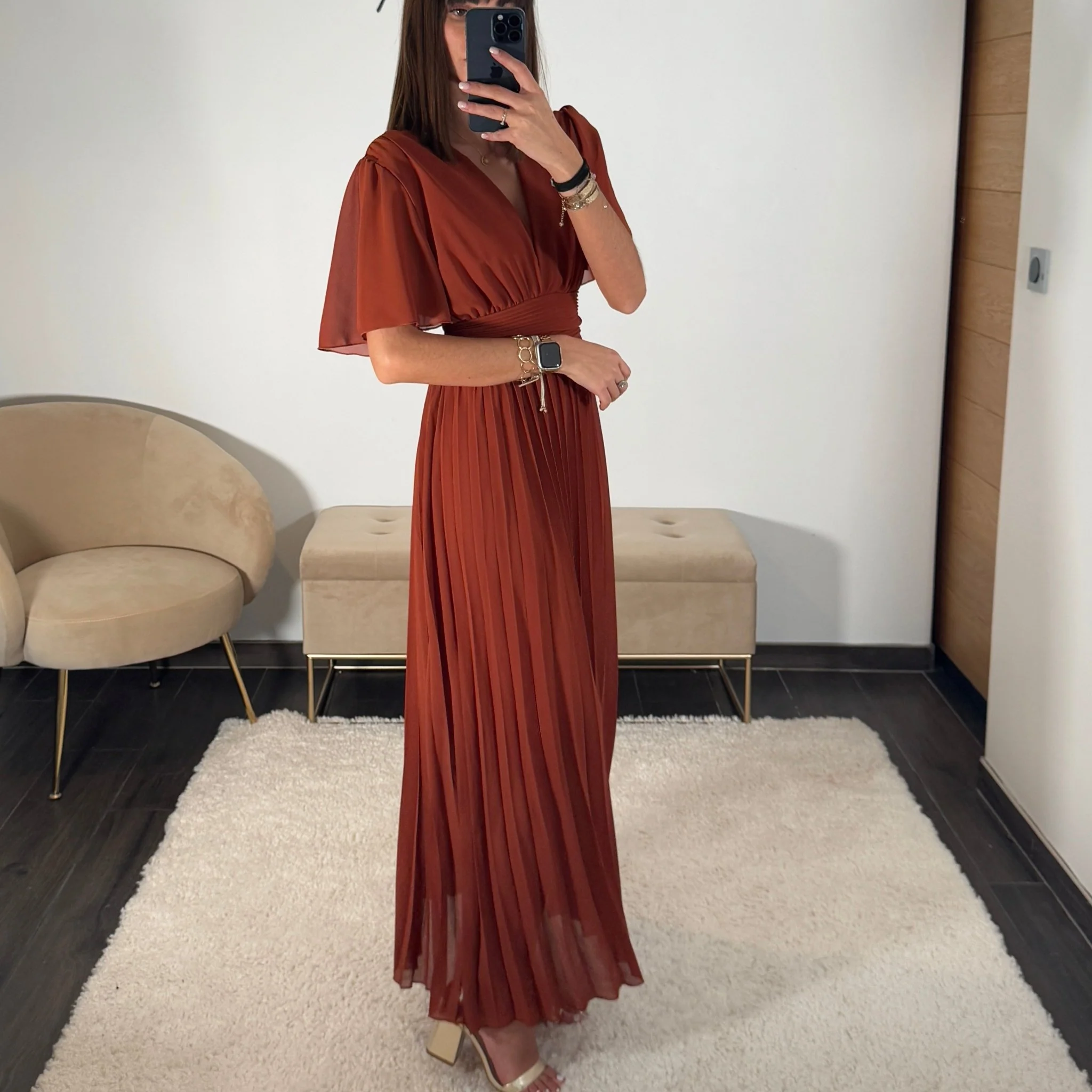 ROBE LONGUE TERRACOTTA KARENE - Image 2