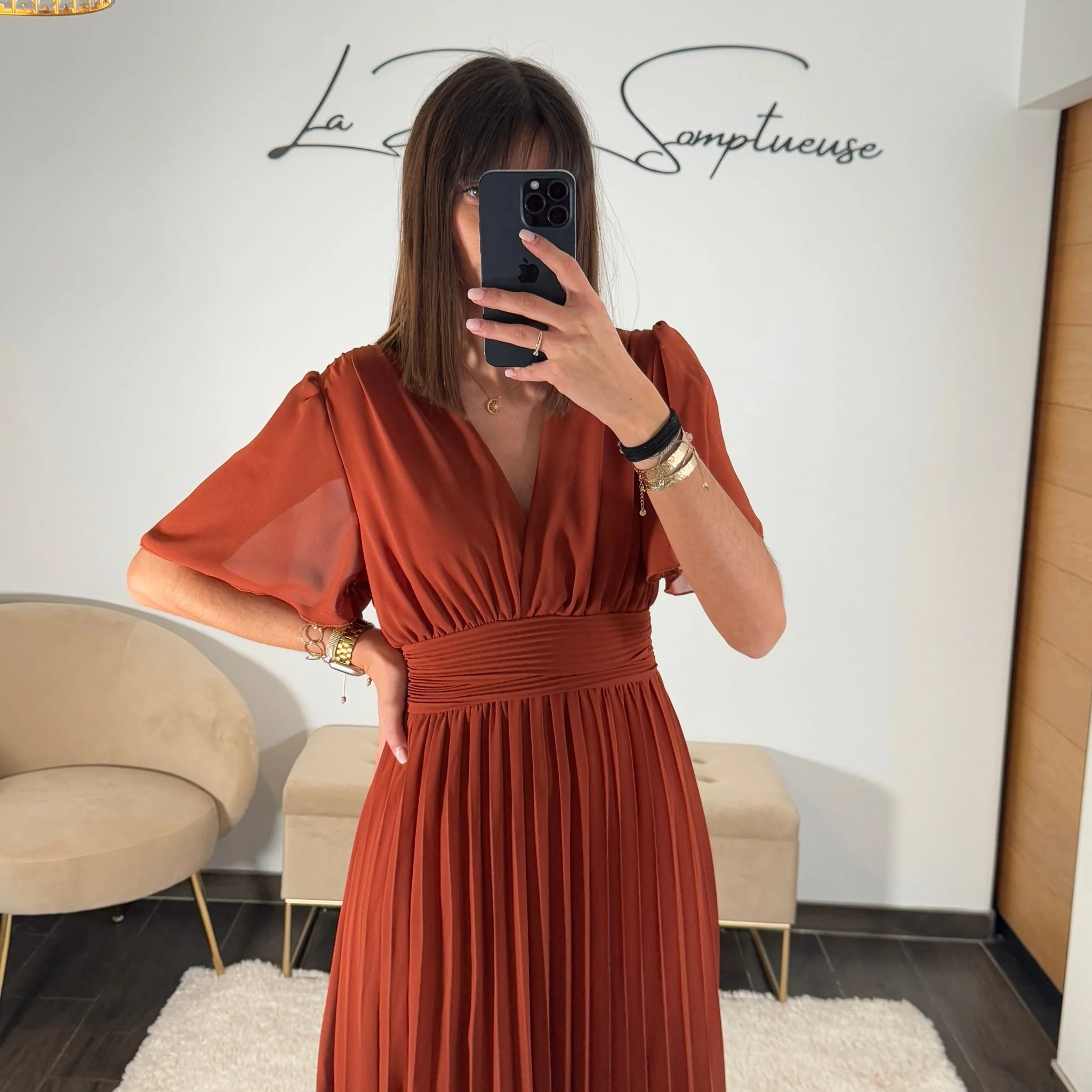 ROBE LONGUE TERRACOTTA KARENE - Image 3