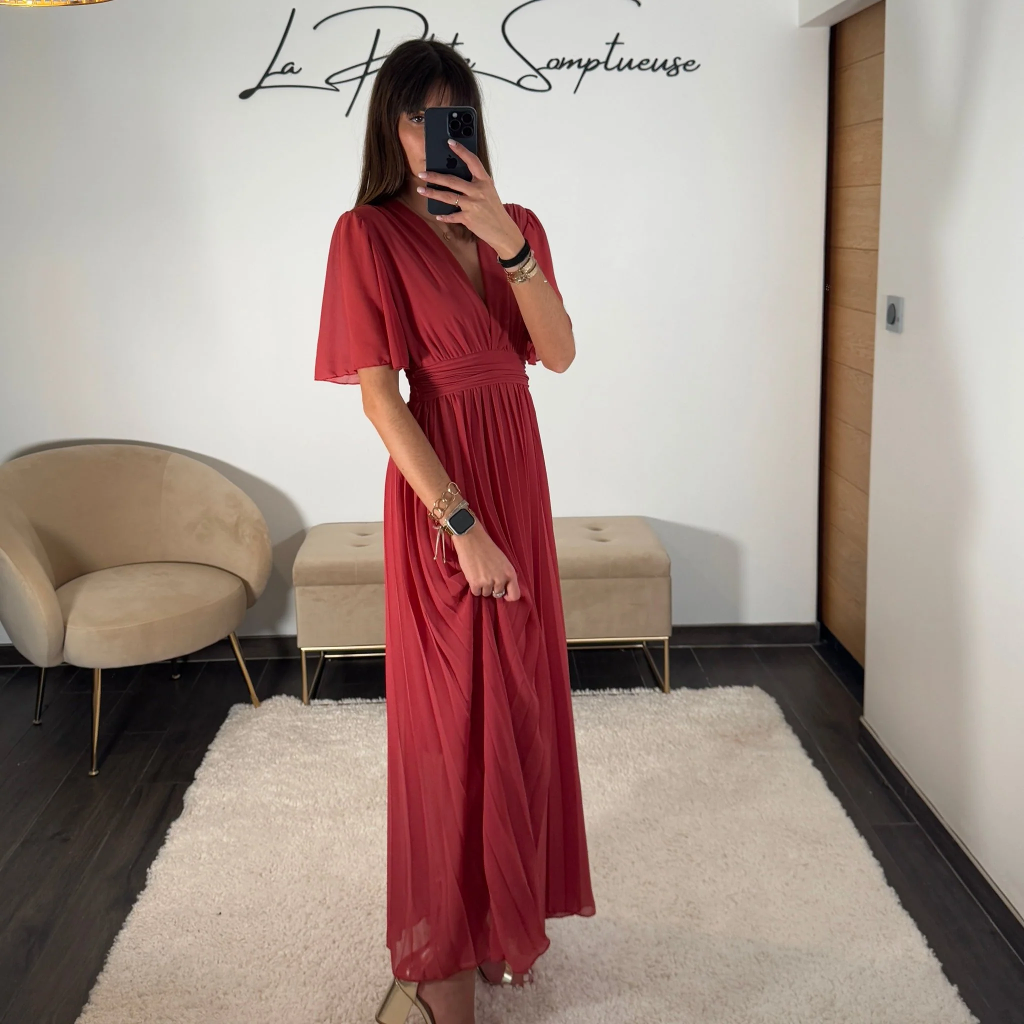 ROBE LONGUE TERRACOTTA/VIEUX ROSE KARENE - Image 4