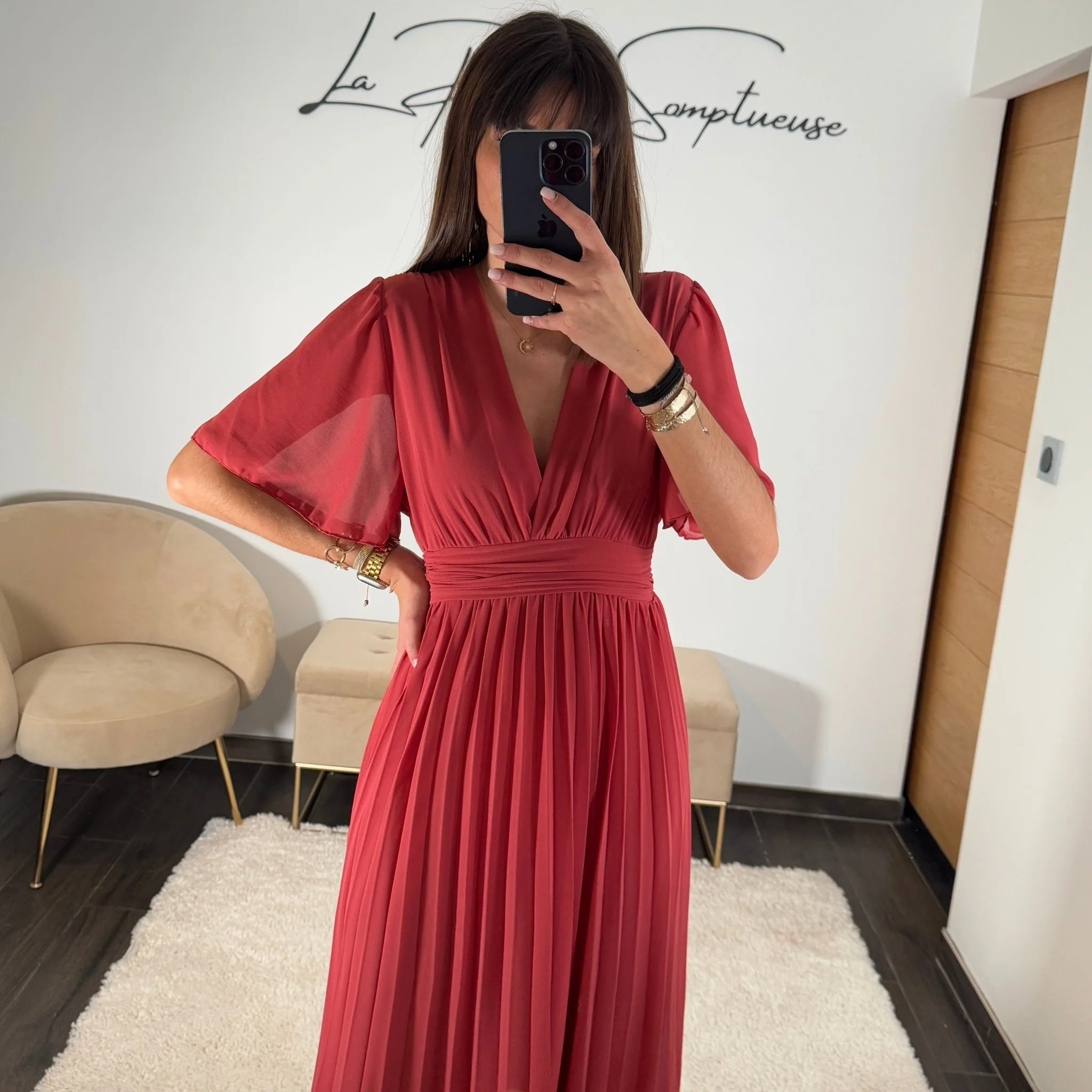 ROBE LONGUE TERRACOTTA/VIEUX ROSE KARENE - Image 5