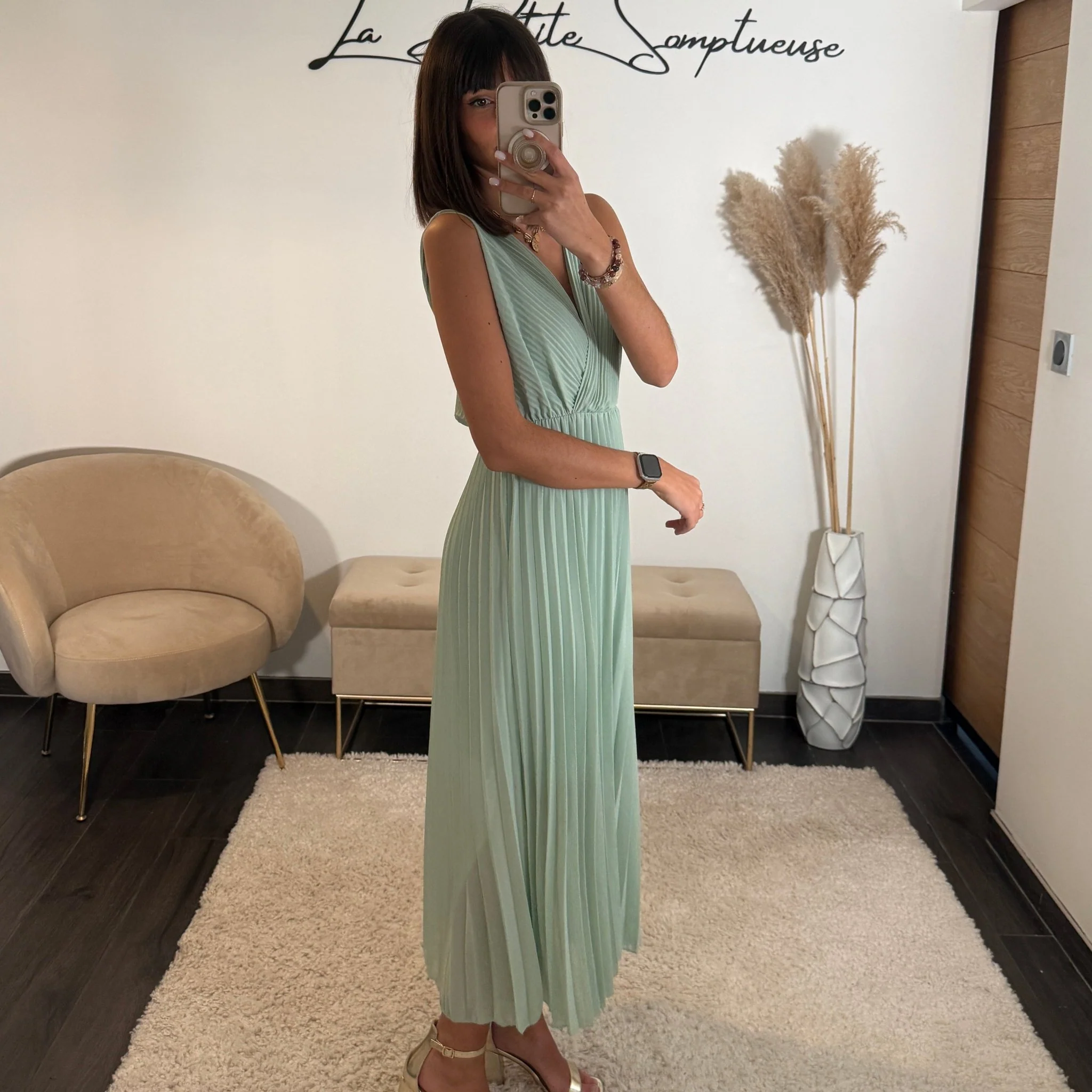 ROBE LONGUE VERT D'EAU AMBRE - Image 3