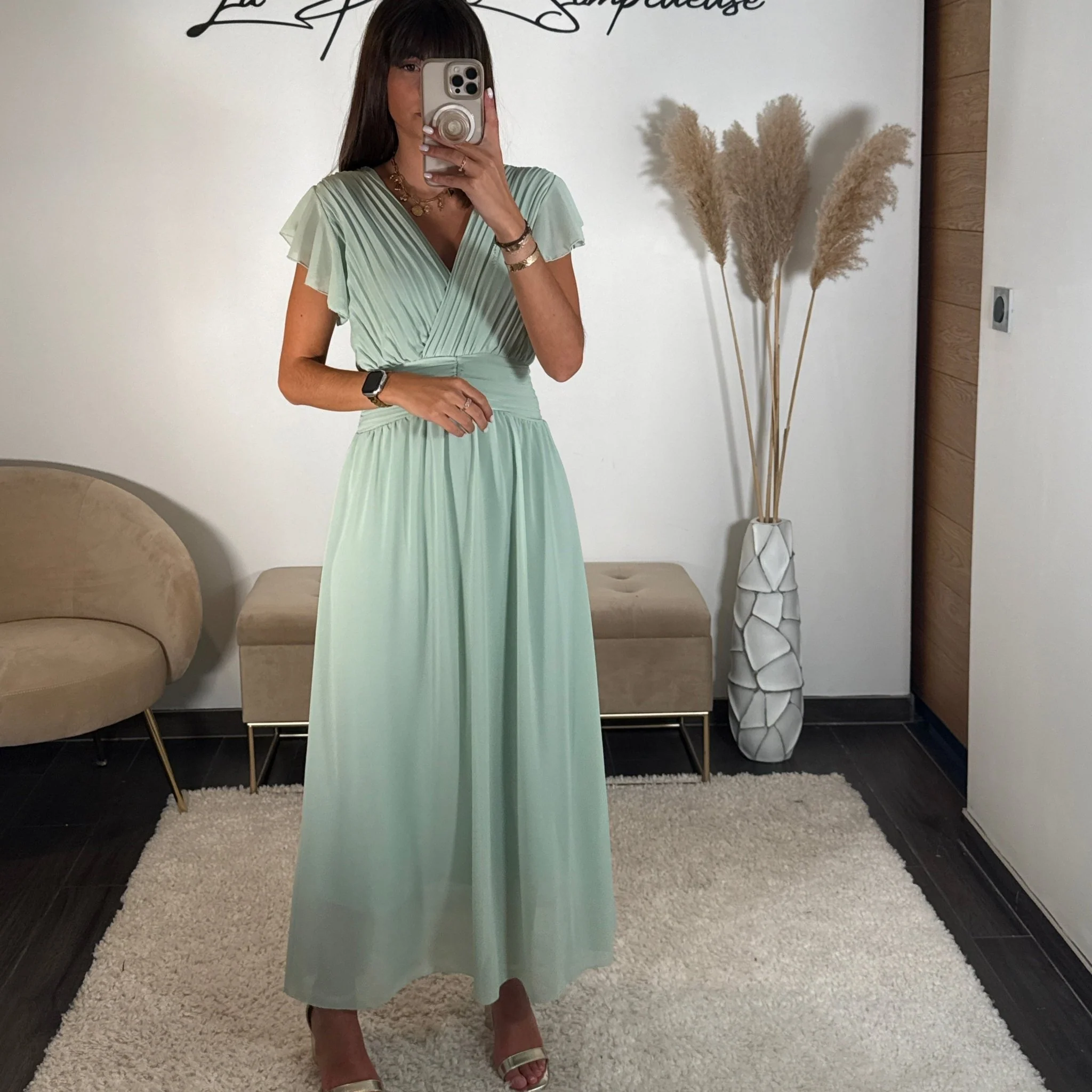 ROBE LONGUE VERT D'EAU CHARLIE