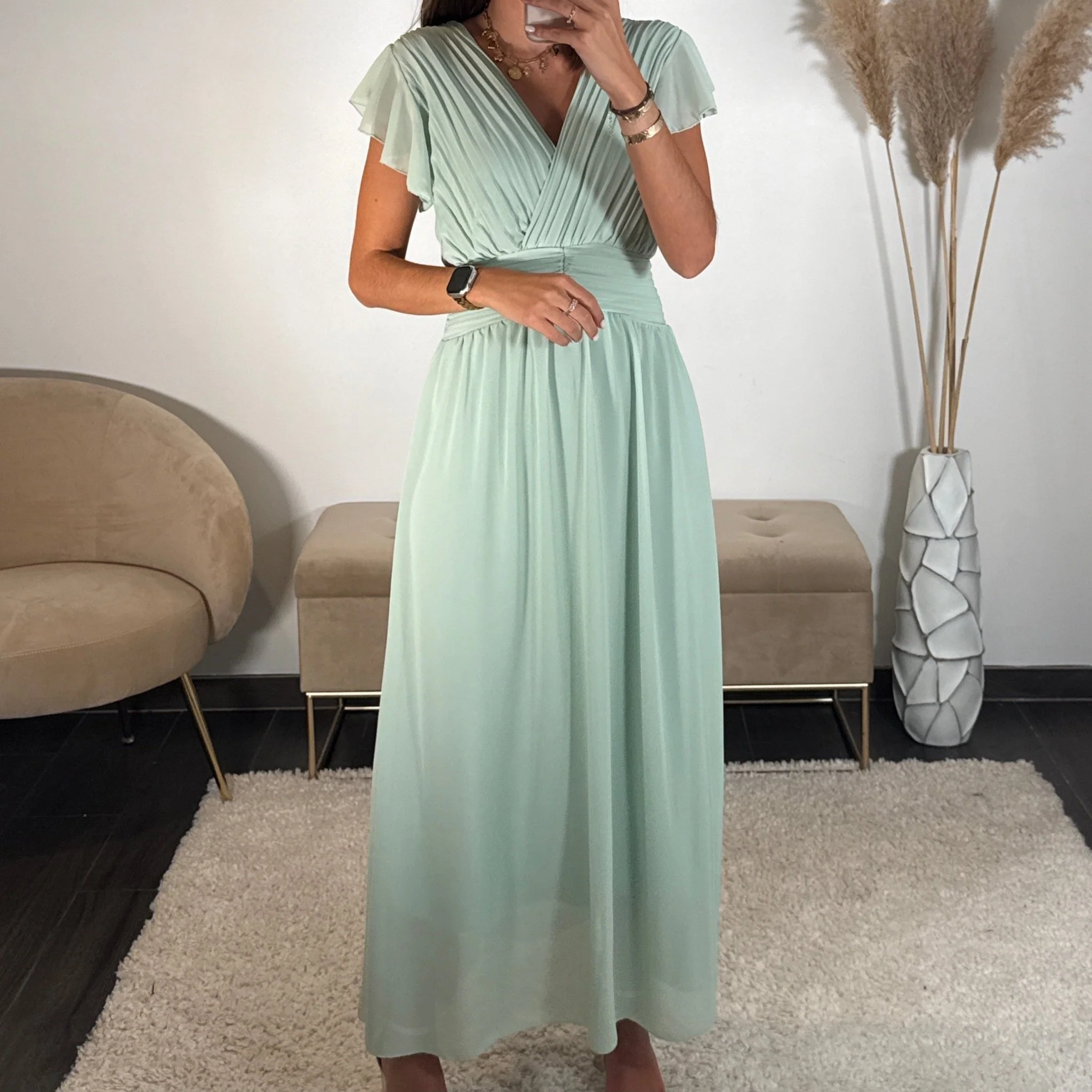 ROBE LONGUE VERT D'EAU CHARLIE - Image 2