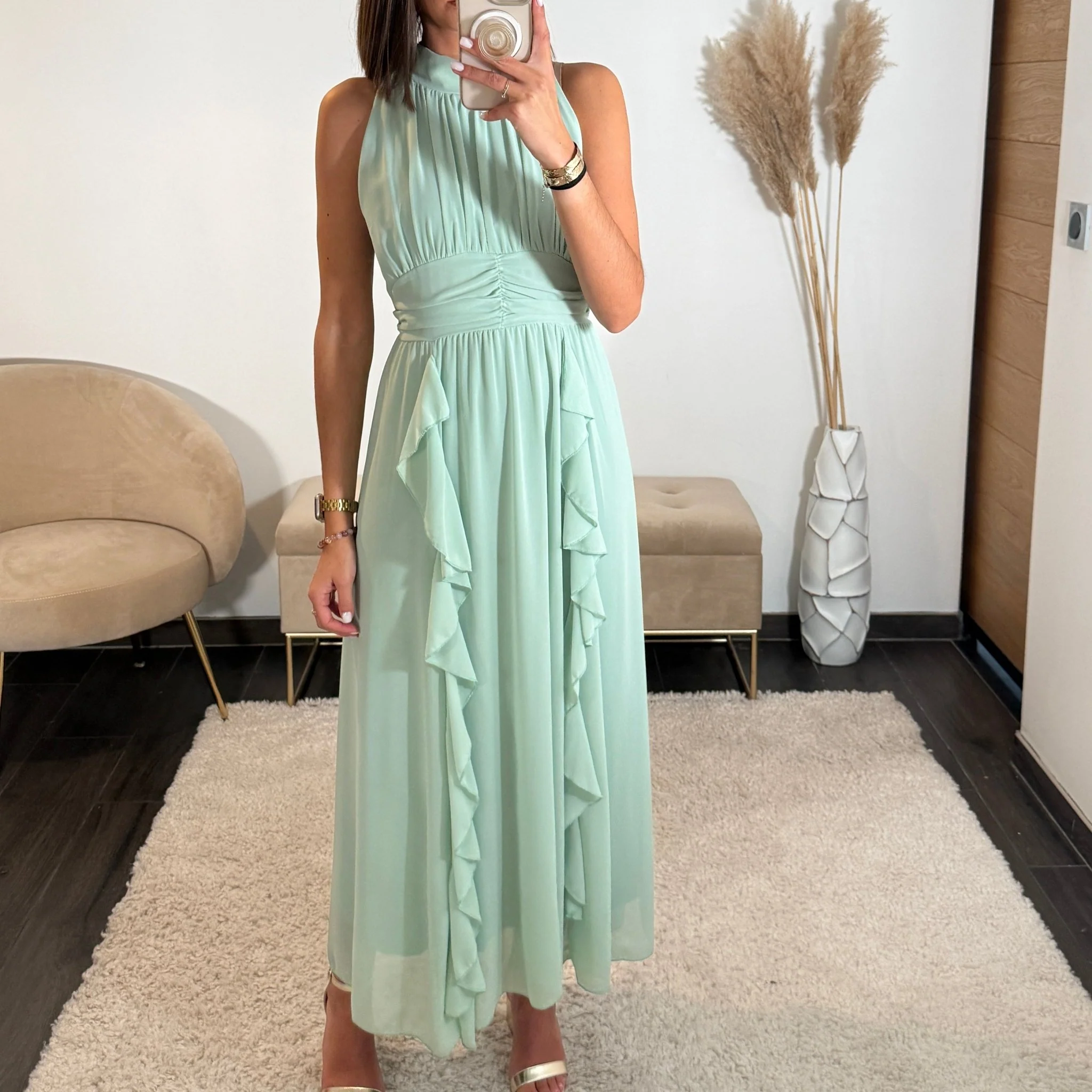 ROBE LONGUE VERT D'EAU JEANNE