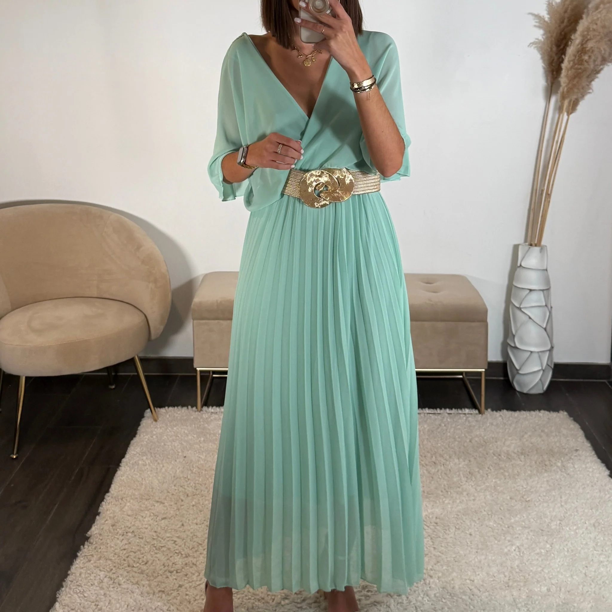 ROBE LONGUE VERT D'EAU JULIA