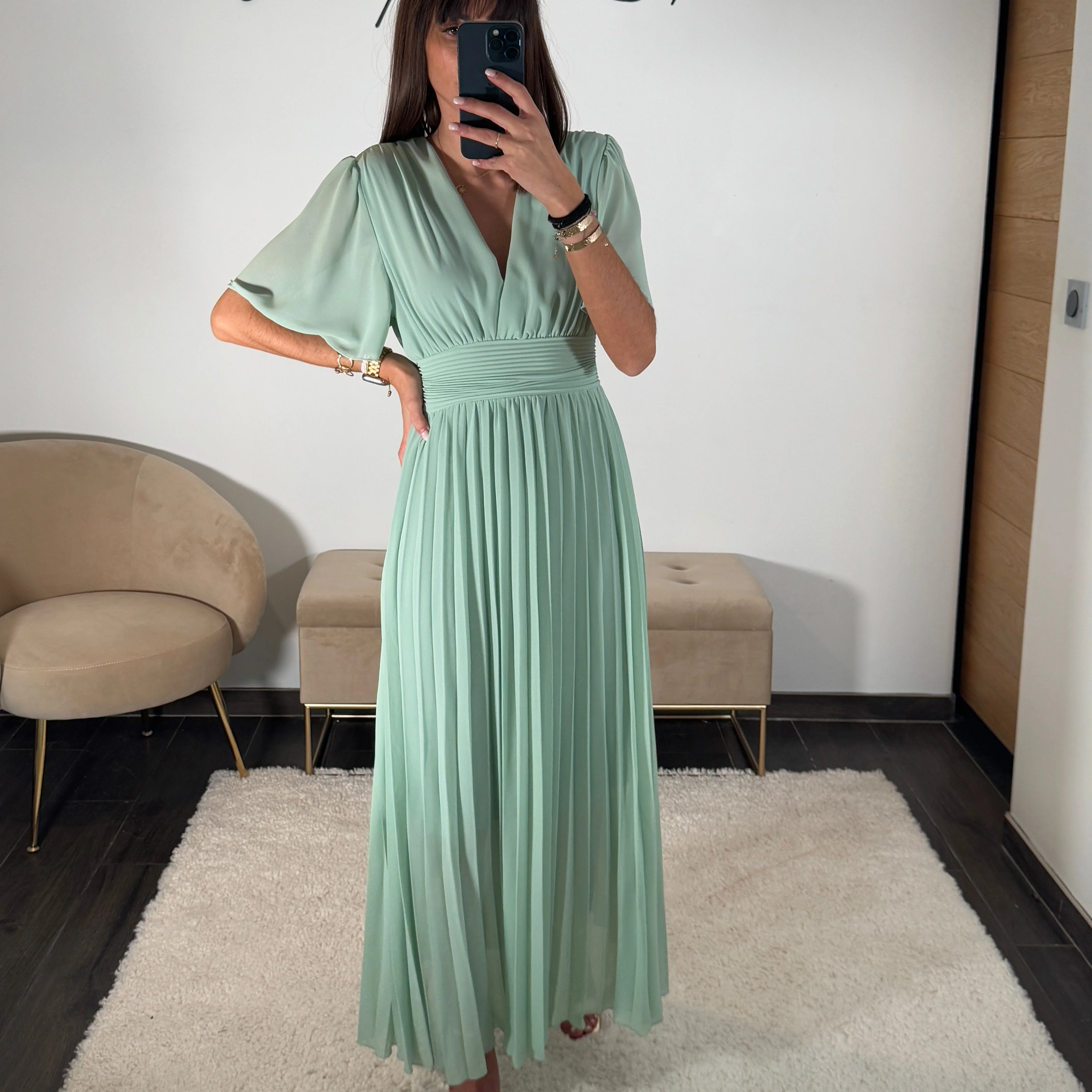 ROBE LONGUE VERT D'EAU KARENE