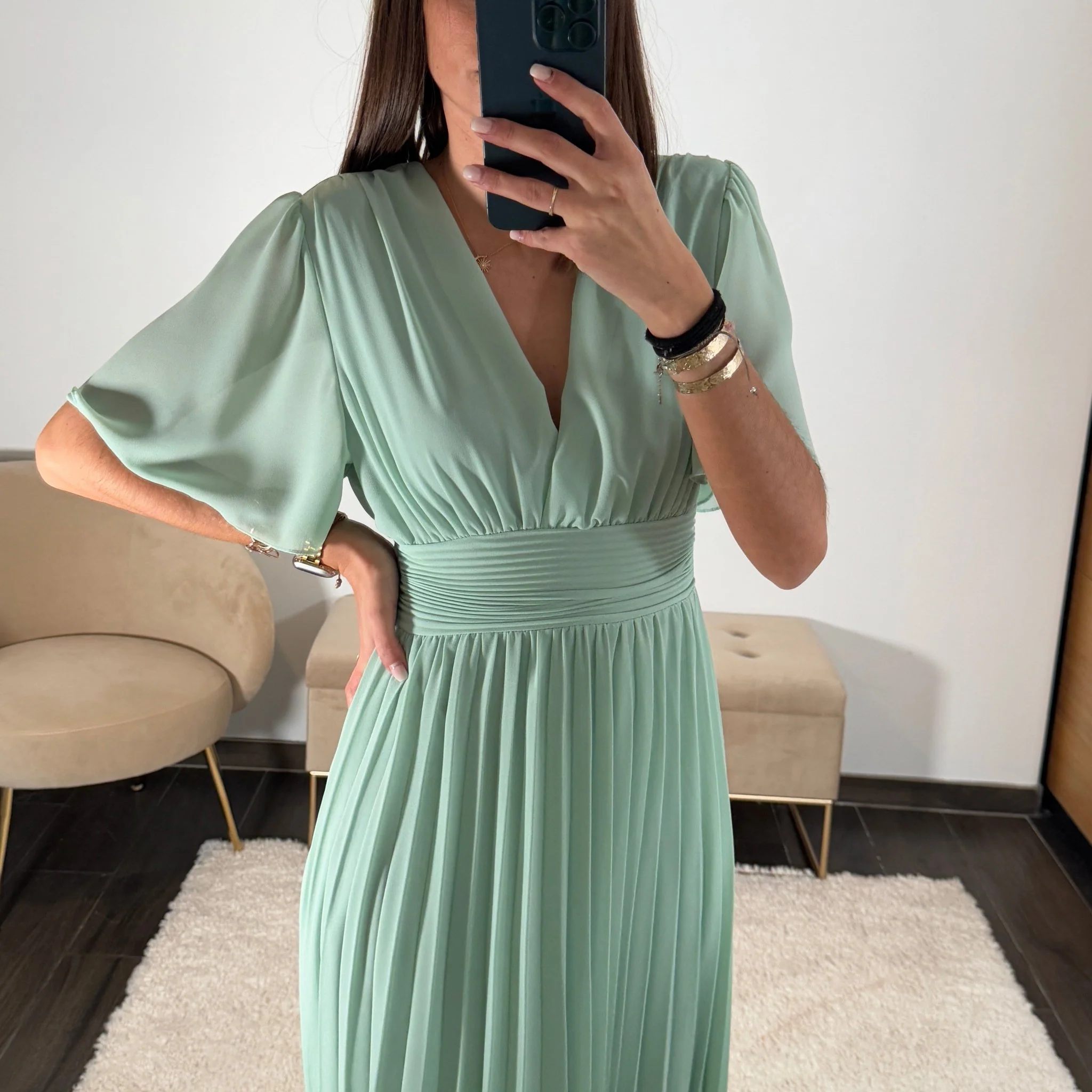 ROBE LONGUE VERT D'EAU KARENE - Image 2