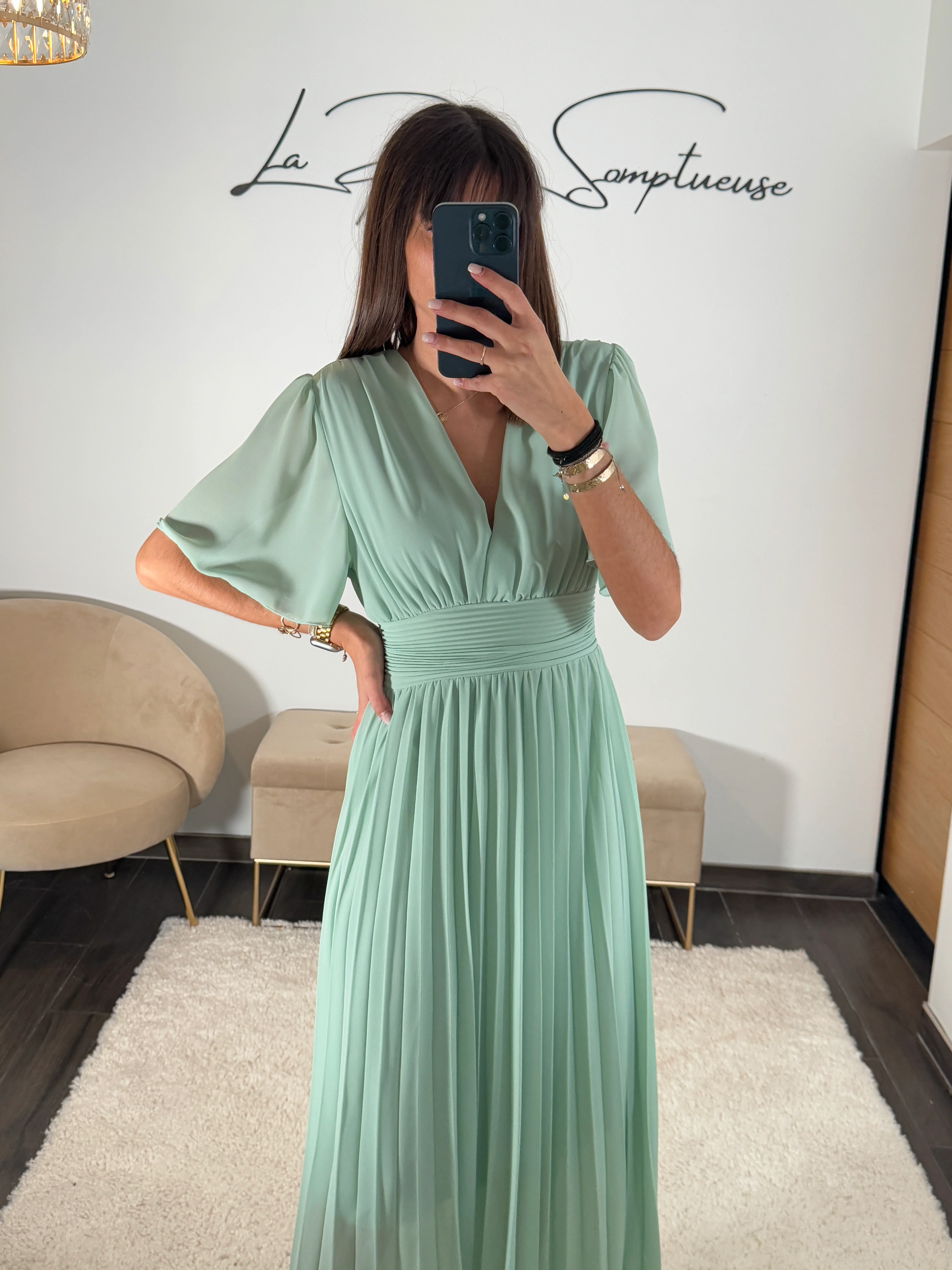 ROBE LONGUE VERT D'EAU KARENE - Image 3