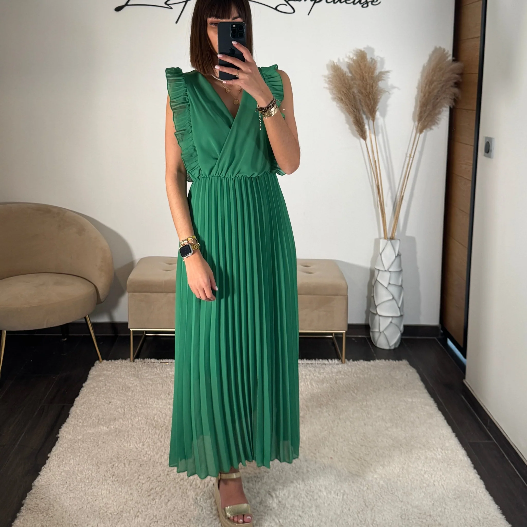 ROBE LONGUE VERTE GABRIELLE - Image 3