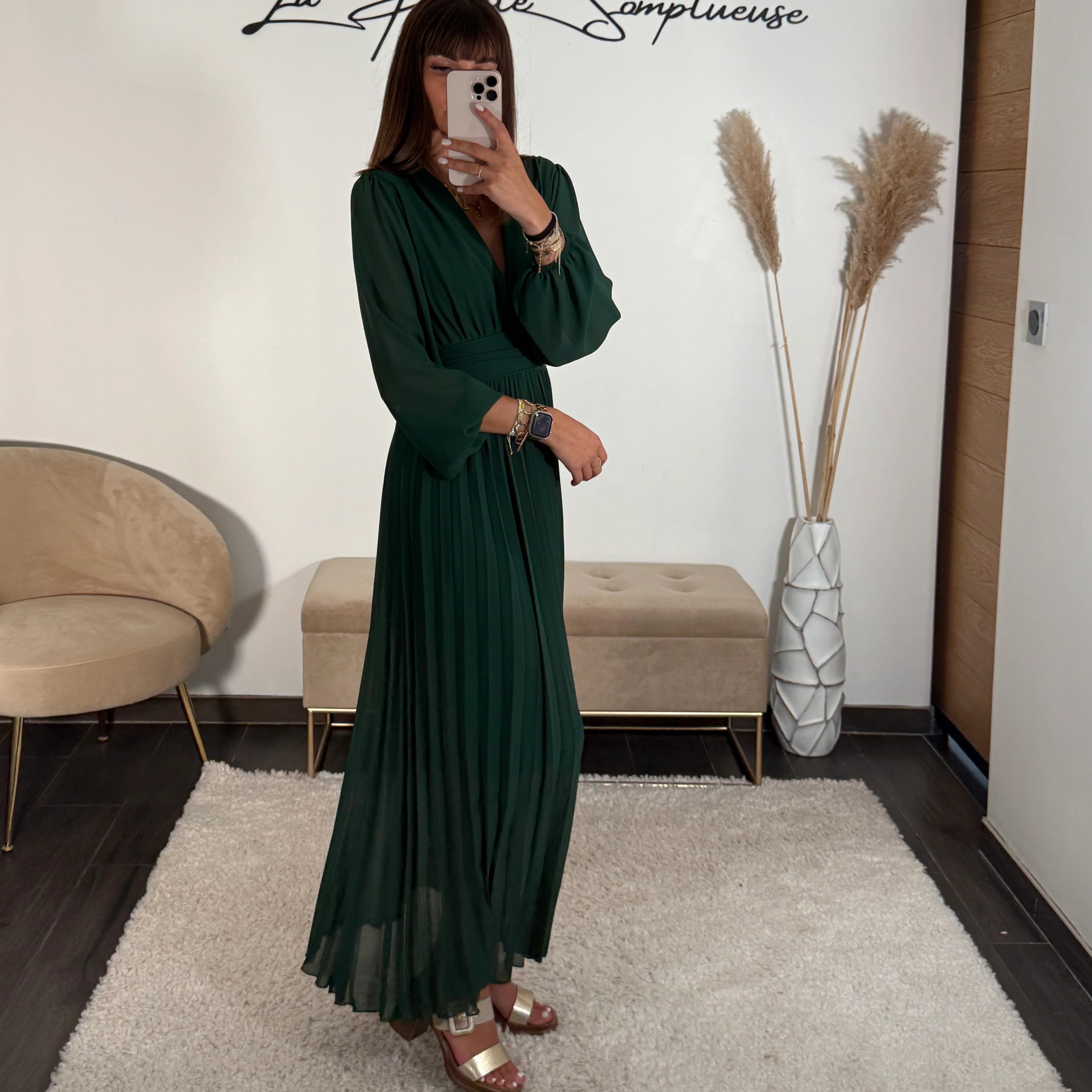 ROBE LONGUE VERT SAPIN KARENA - Image 2