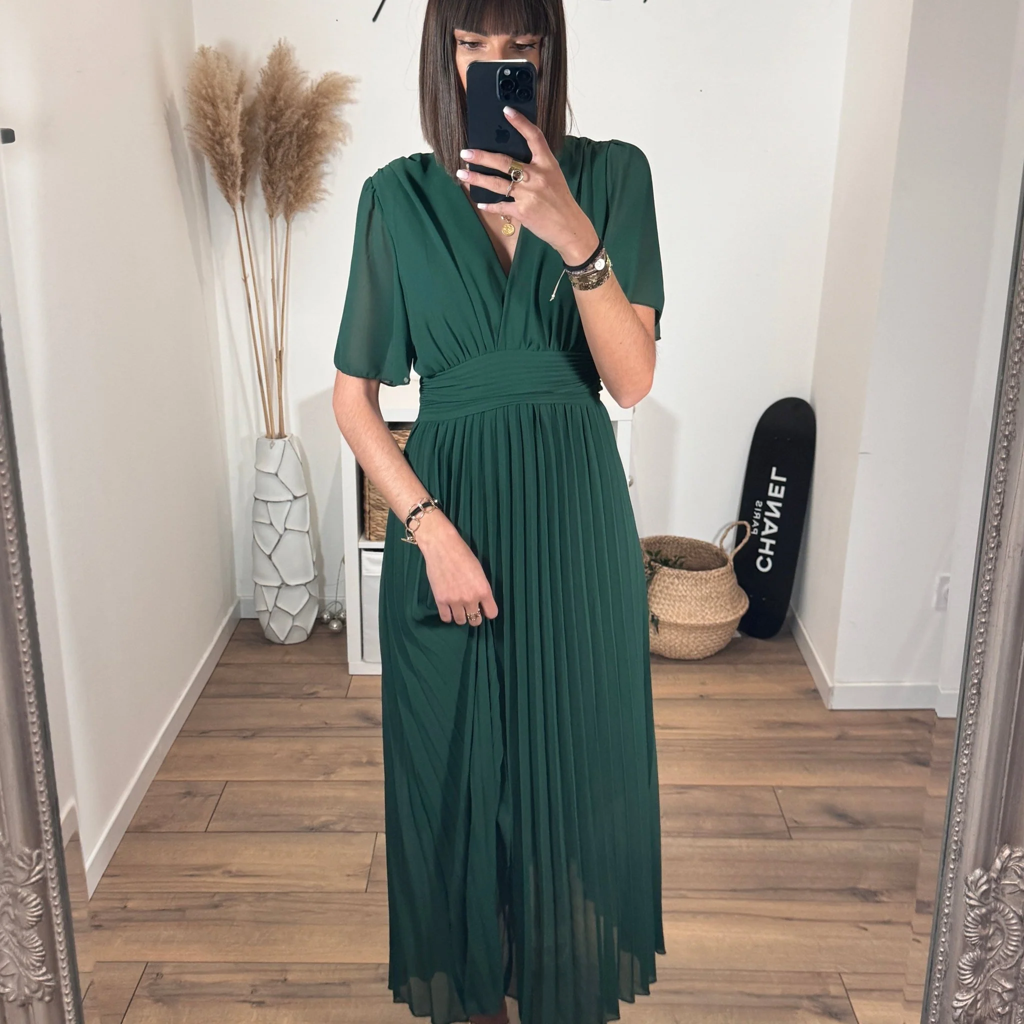 ROBE LONGUE VERT SAPIN KARENE
