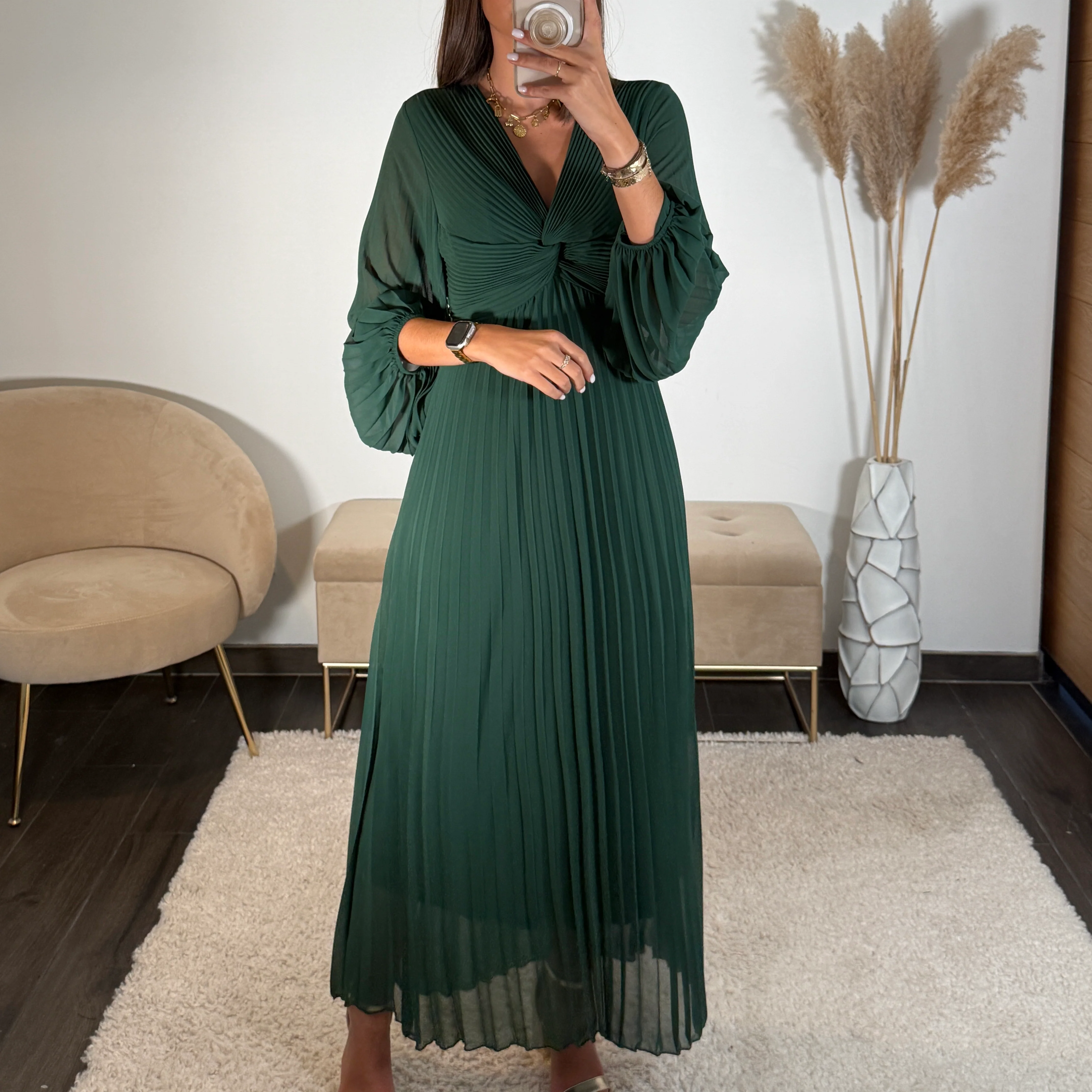 ROBE LONGUE VERT SAPIN MAEVA