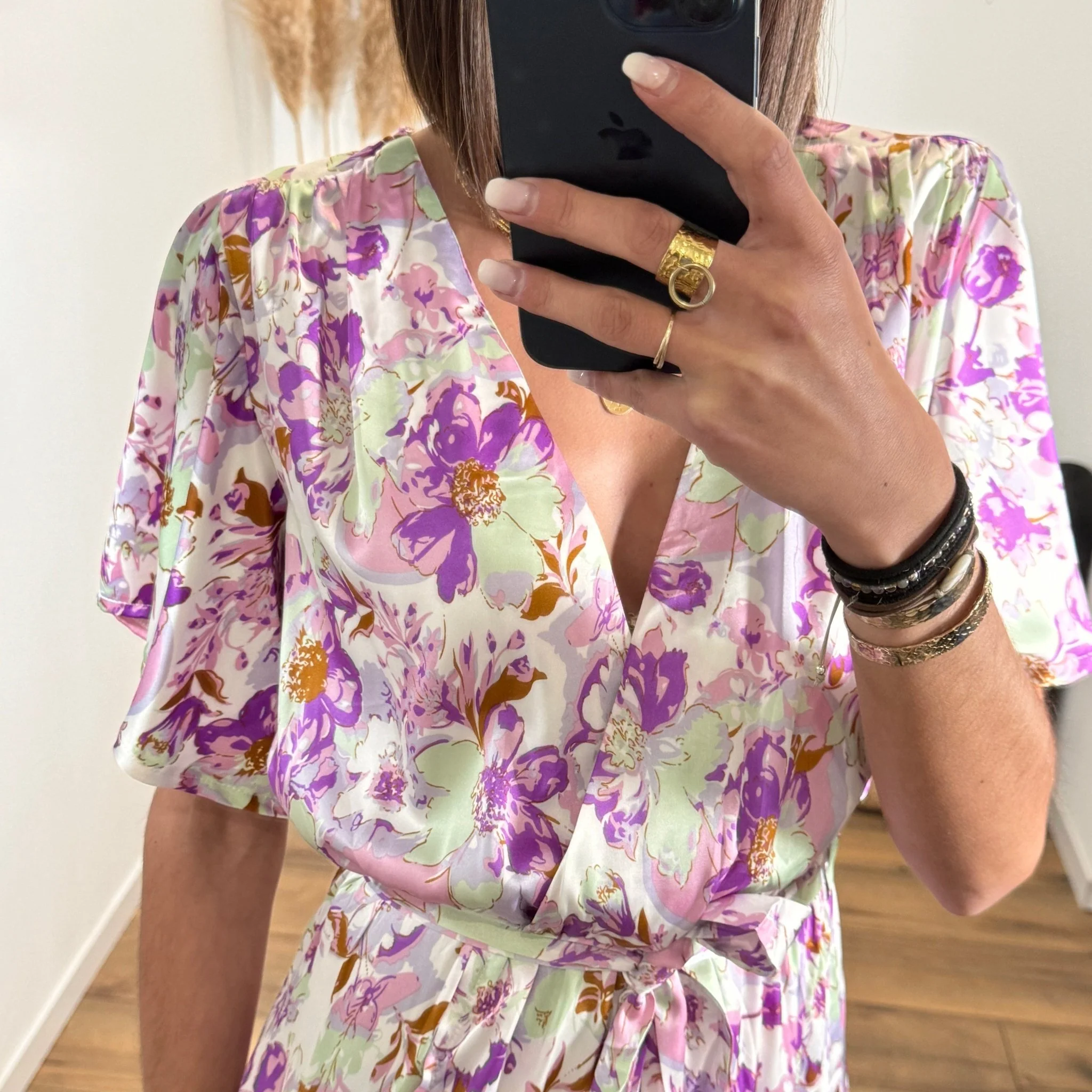 ROBE LONGUE VERTE ET VIOLETTE AUDREY - Image 2