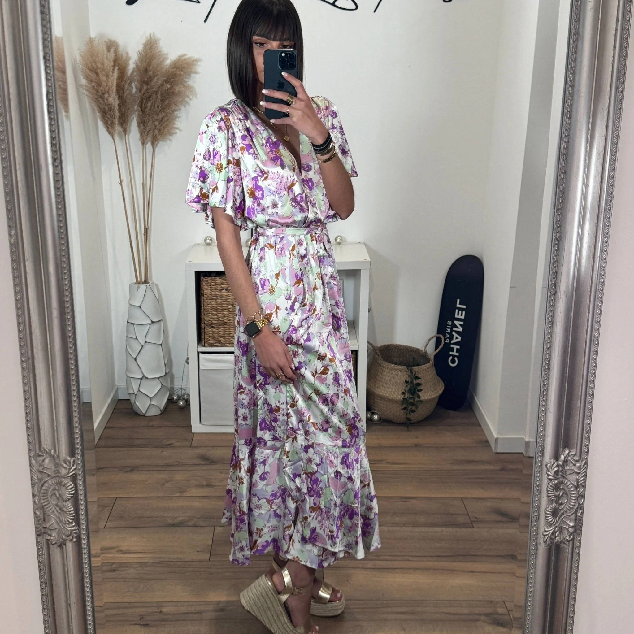 ROBE LONGUE VERTE ET VIOLETTE AUDREY - Image 5