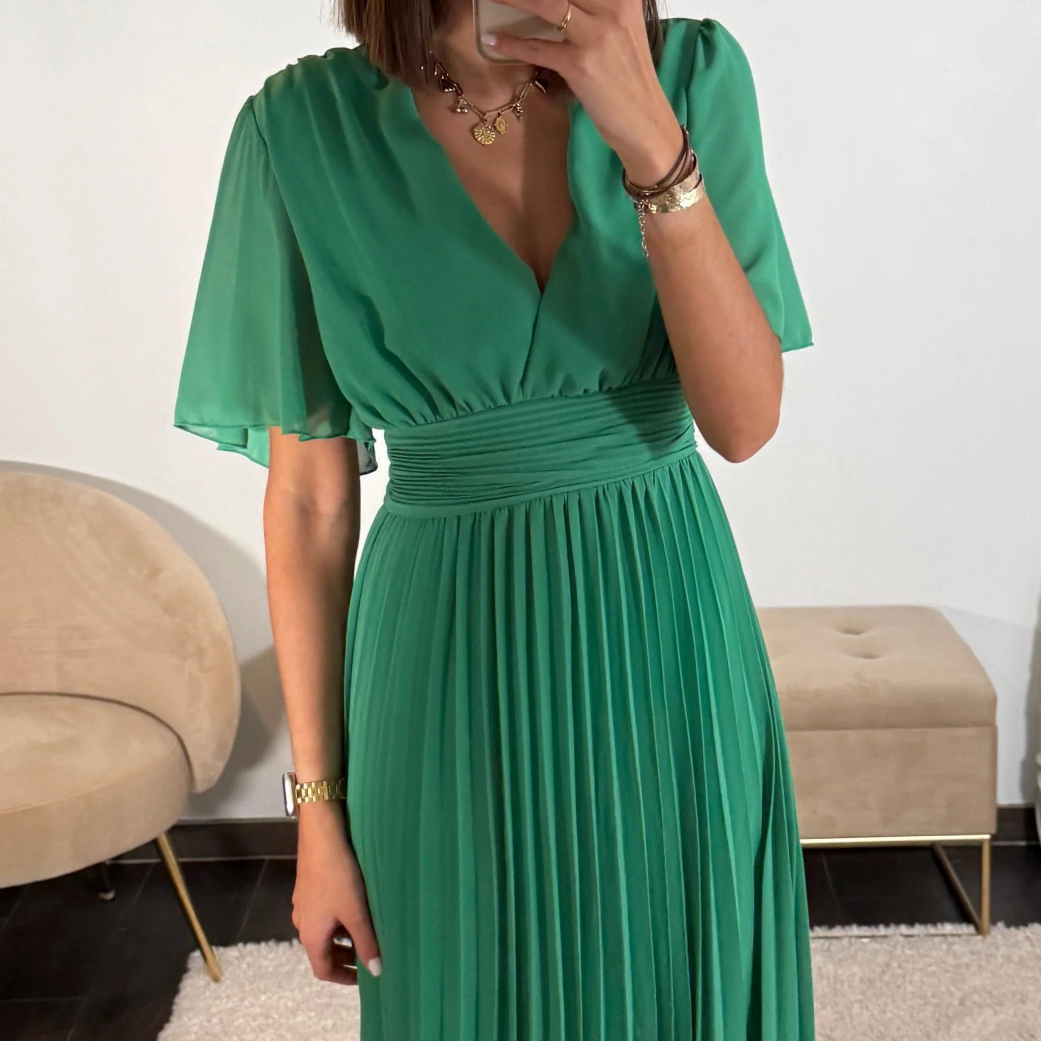 ROBE LONGUE VERTE KARENE - Image 2