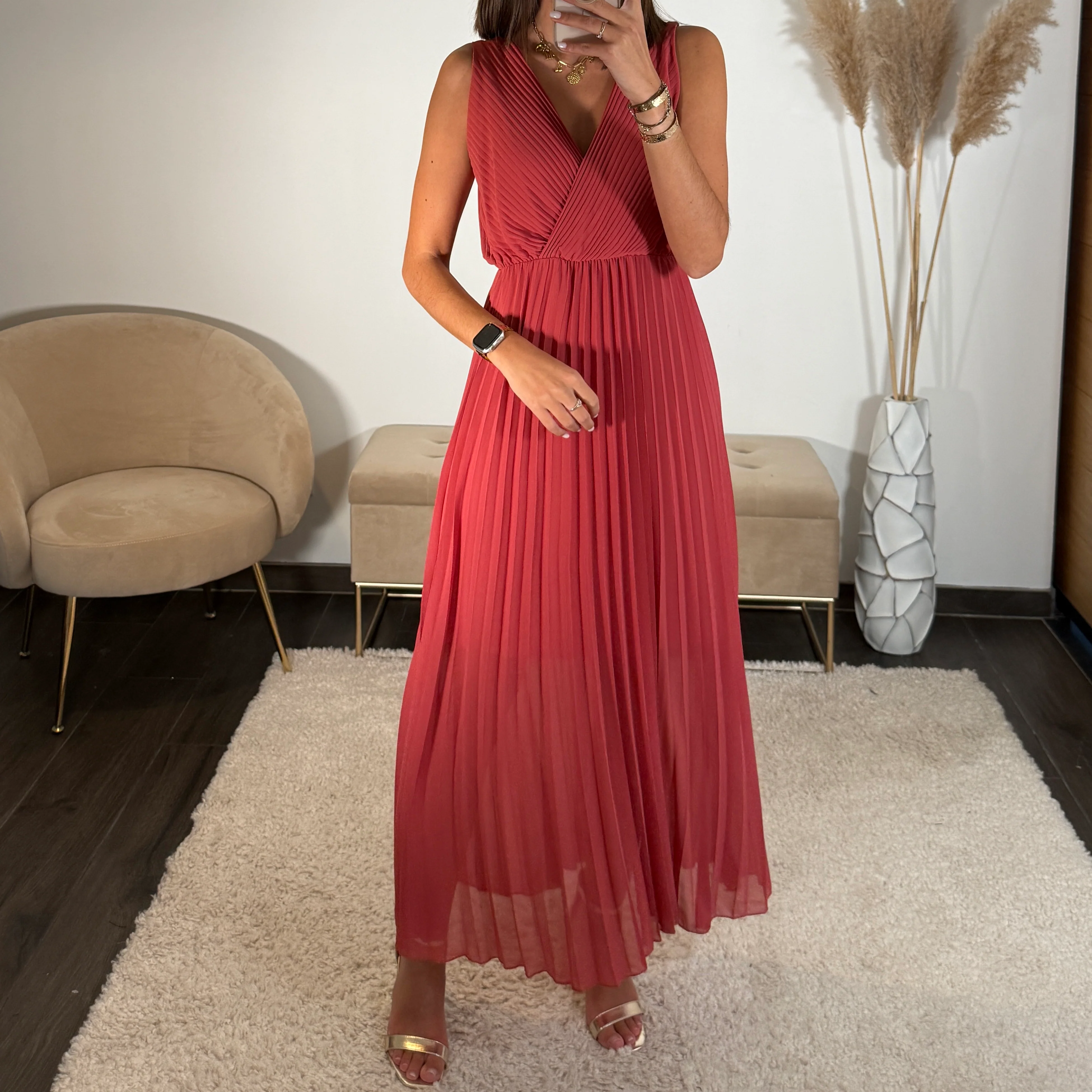 ROBE LONGUE VIEUX ROSE AMBRE - Image 2