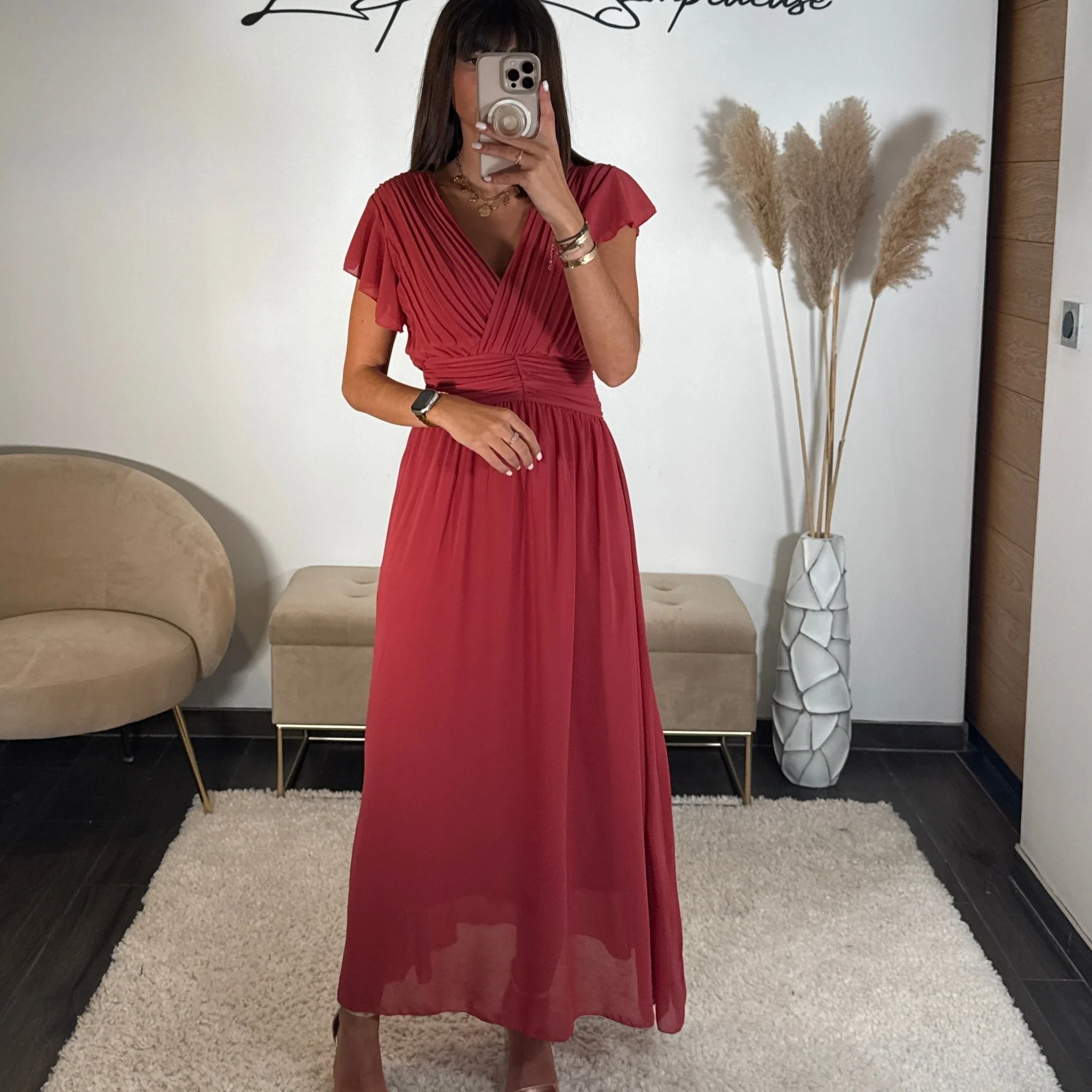 ROBE LONGUE VIEUX ROSE CHARLIE