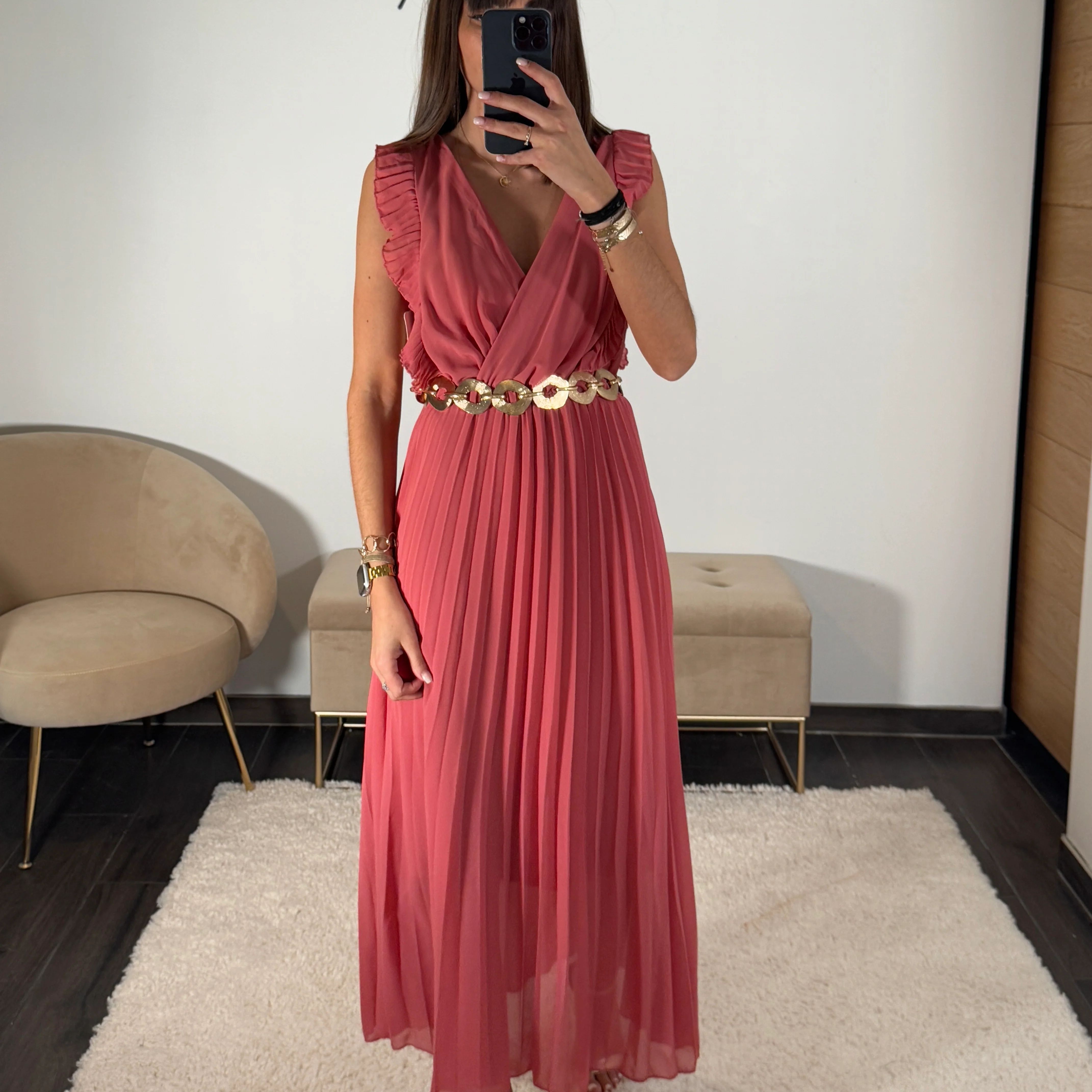 ROBE LONGUE TERRACOTTA/VIEUX ROSE GABRIELLE