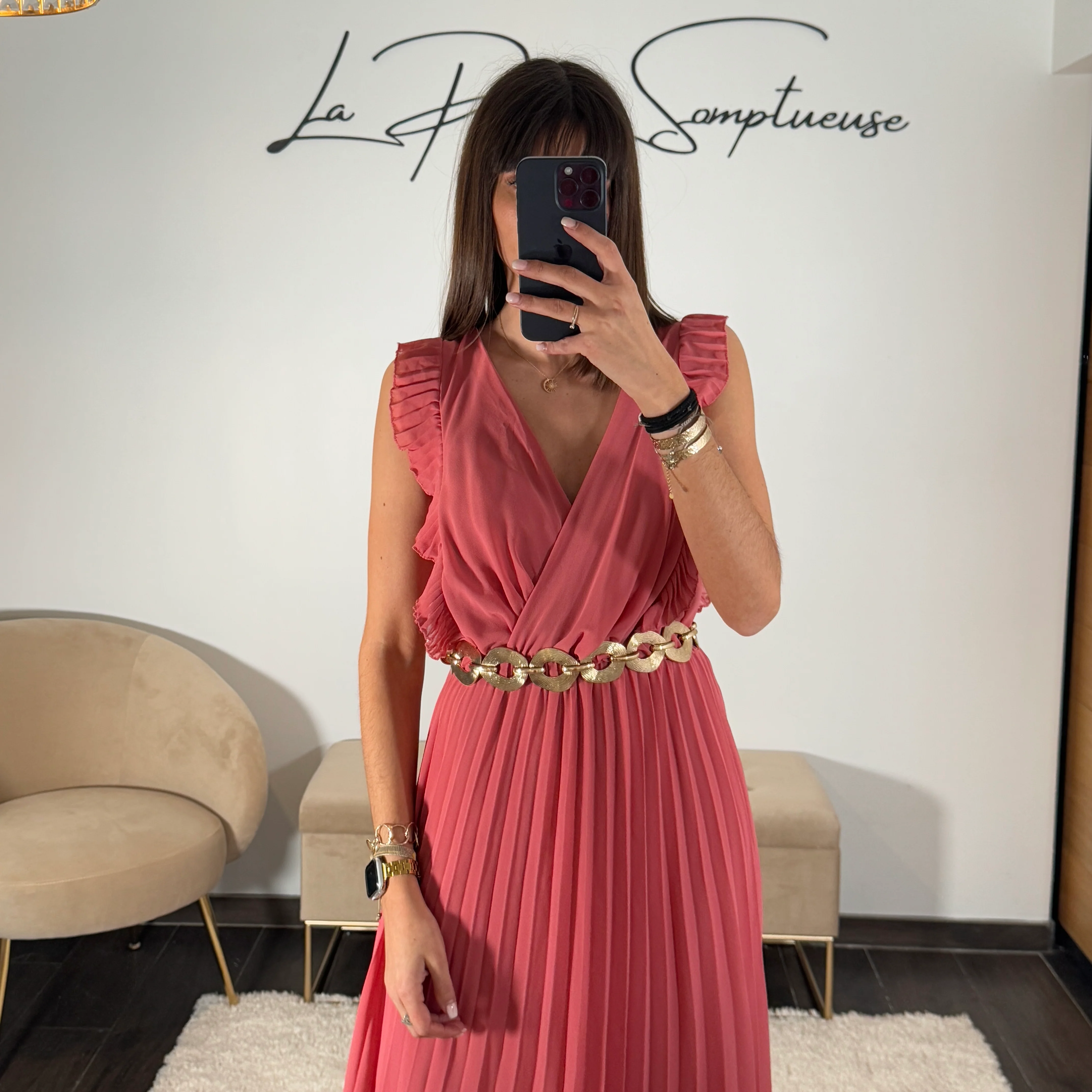 ROBE LONGUE TERRACOTTA/VIEUX ROSE GABRIELLE - Image 2