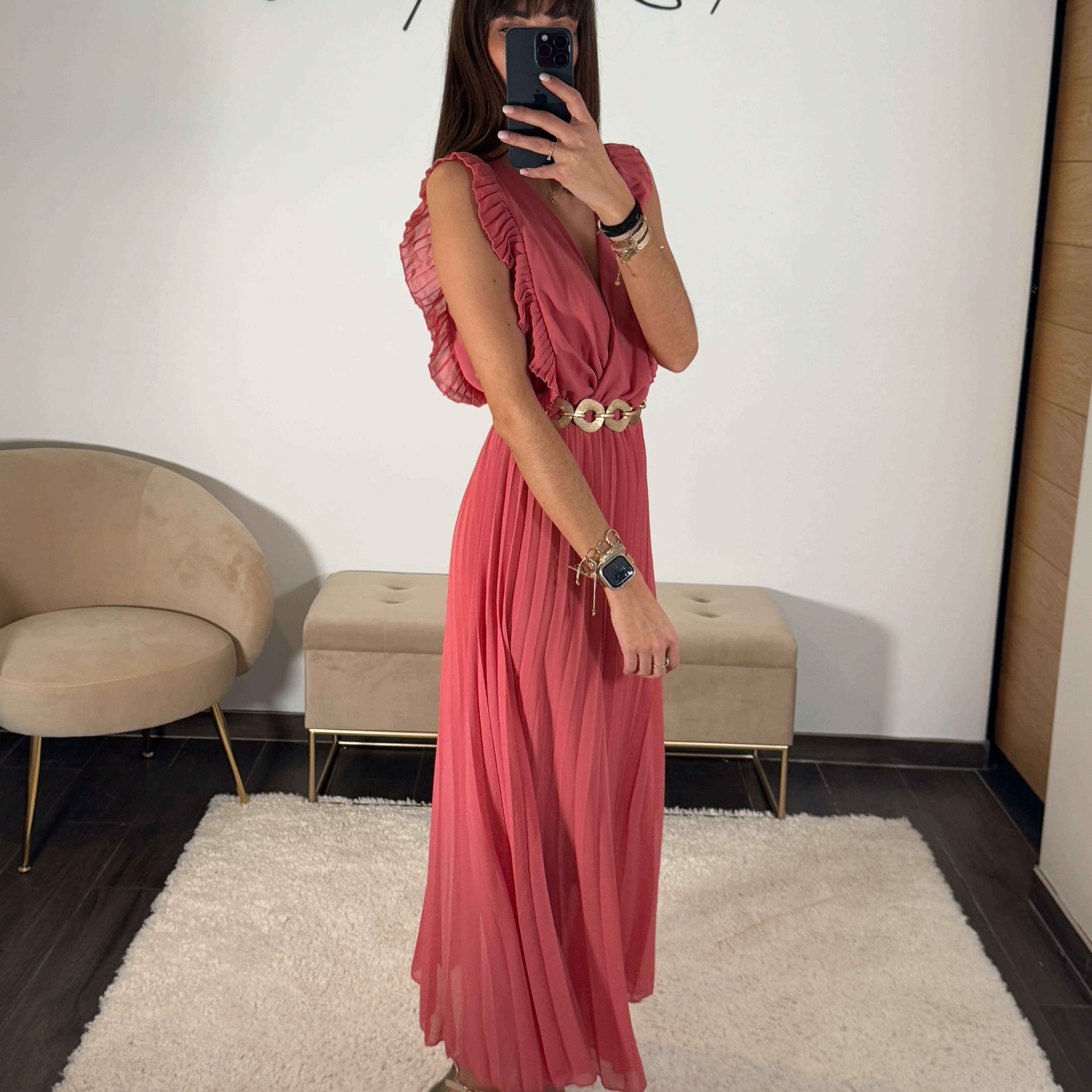 ROBE LONGUE TERRACOTTA/VIEUX ROSE GABRIELLE - Image 3