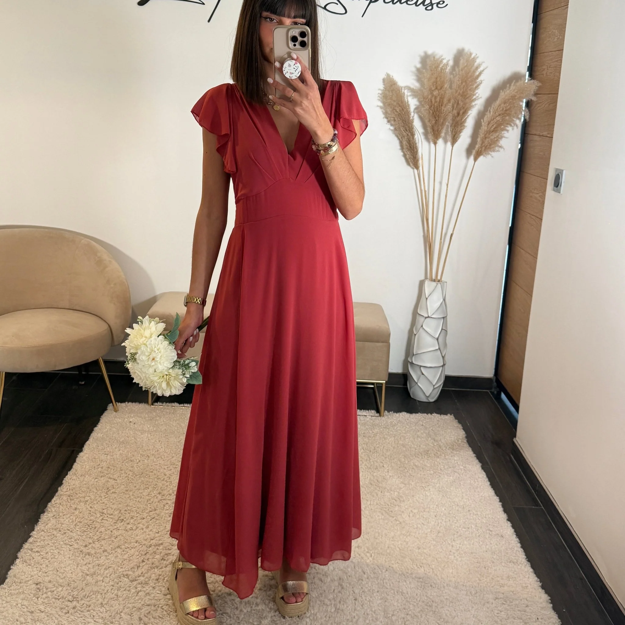 ROBE LONGUE VIEUX ROSE OLIVIA