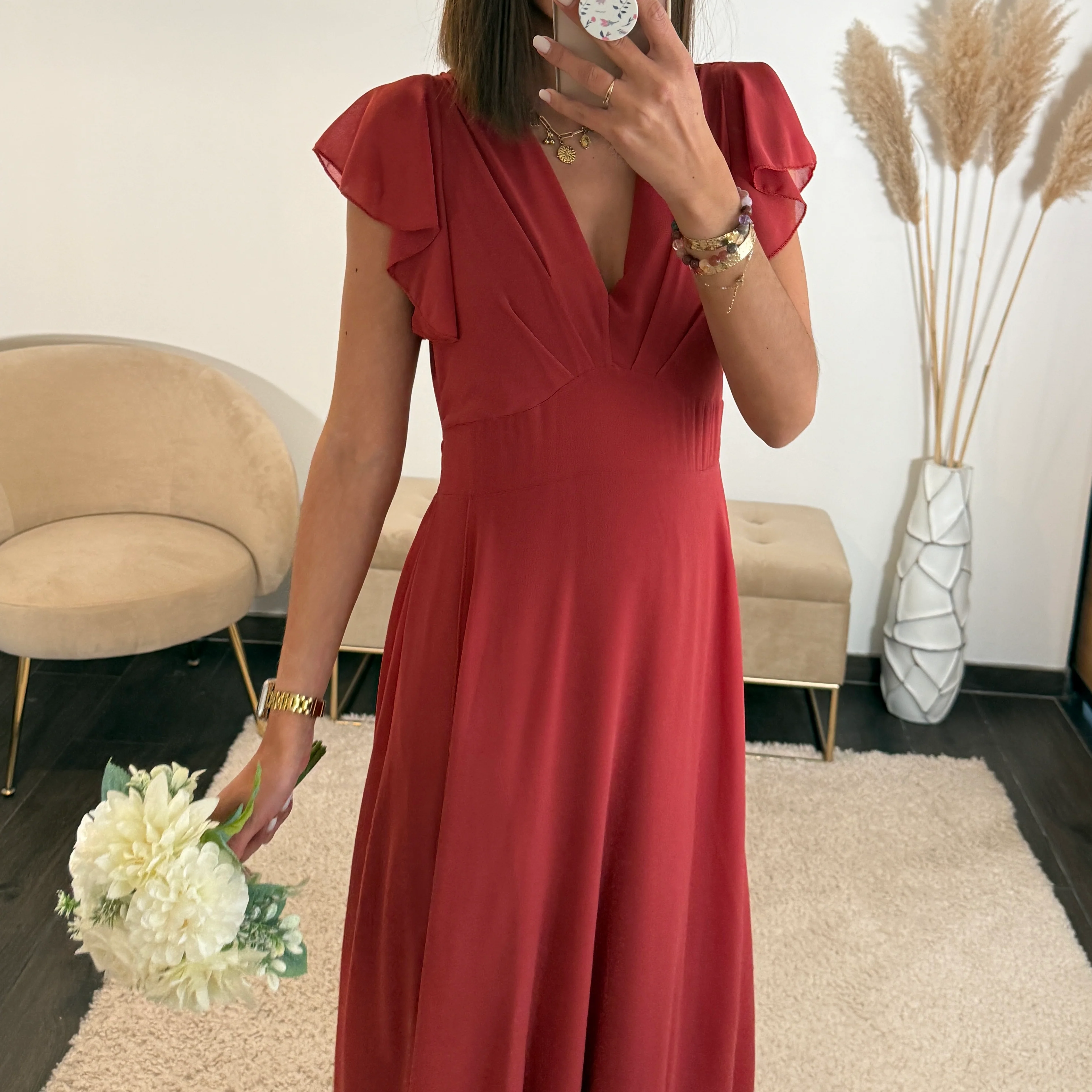 ROBE LONGUE VIEUX ROSE OLIVIA - Image 2
