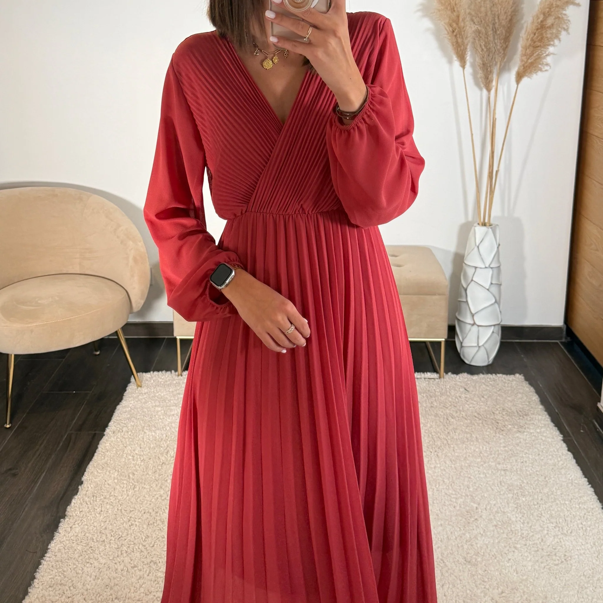 ROBE LONGUE VIEUX ROSE/TERRACOTTA ELODIE - Image 3