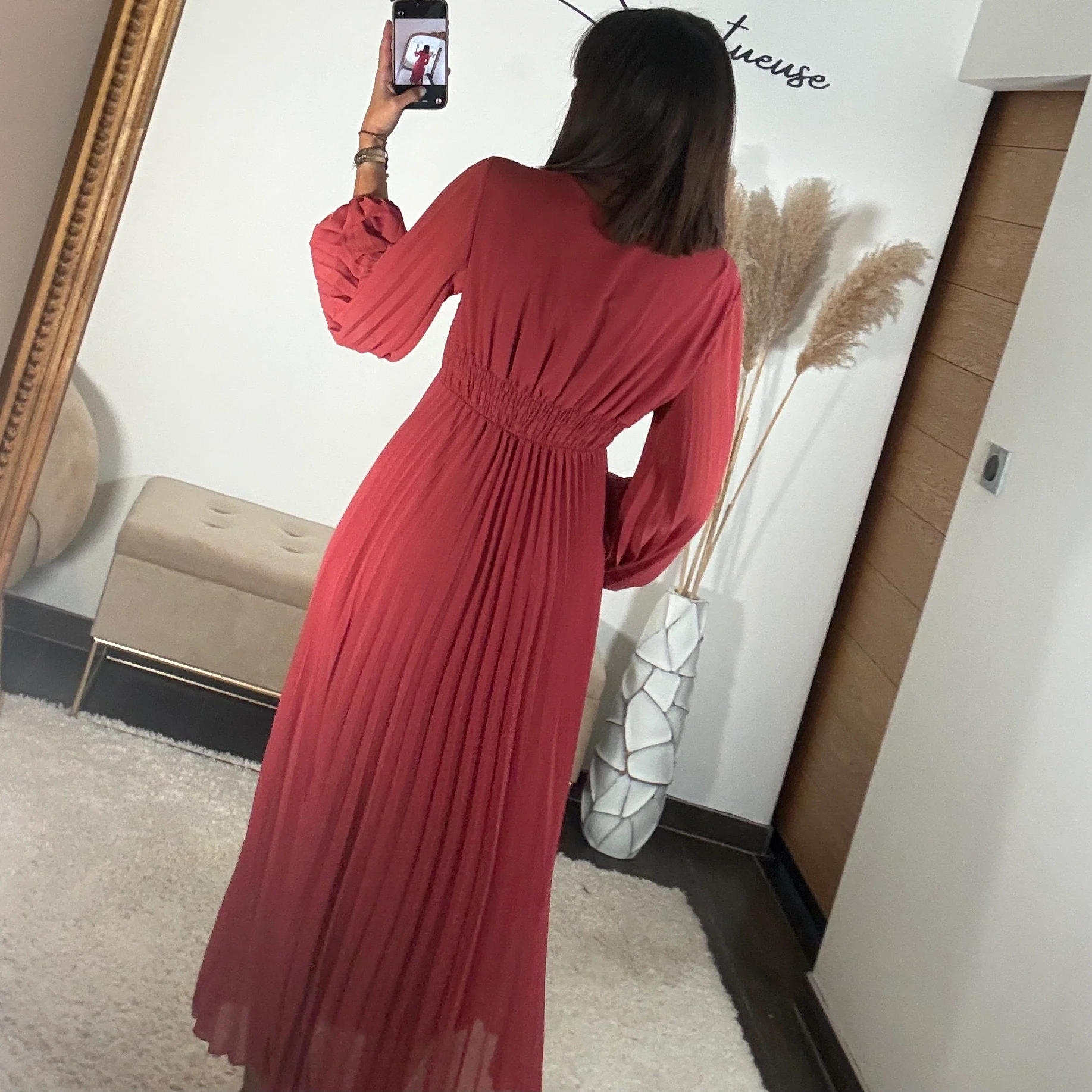 ROBE LONGUE VIEUX ROSE/TERRACOTTA MAEVA - Image 5