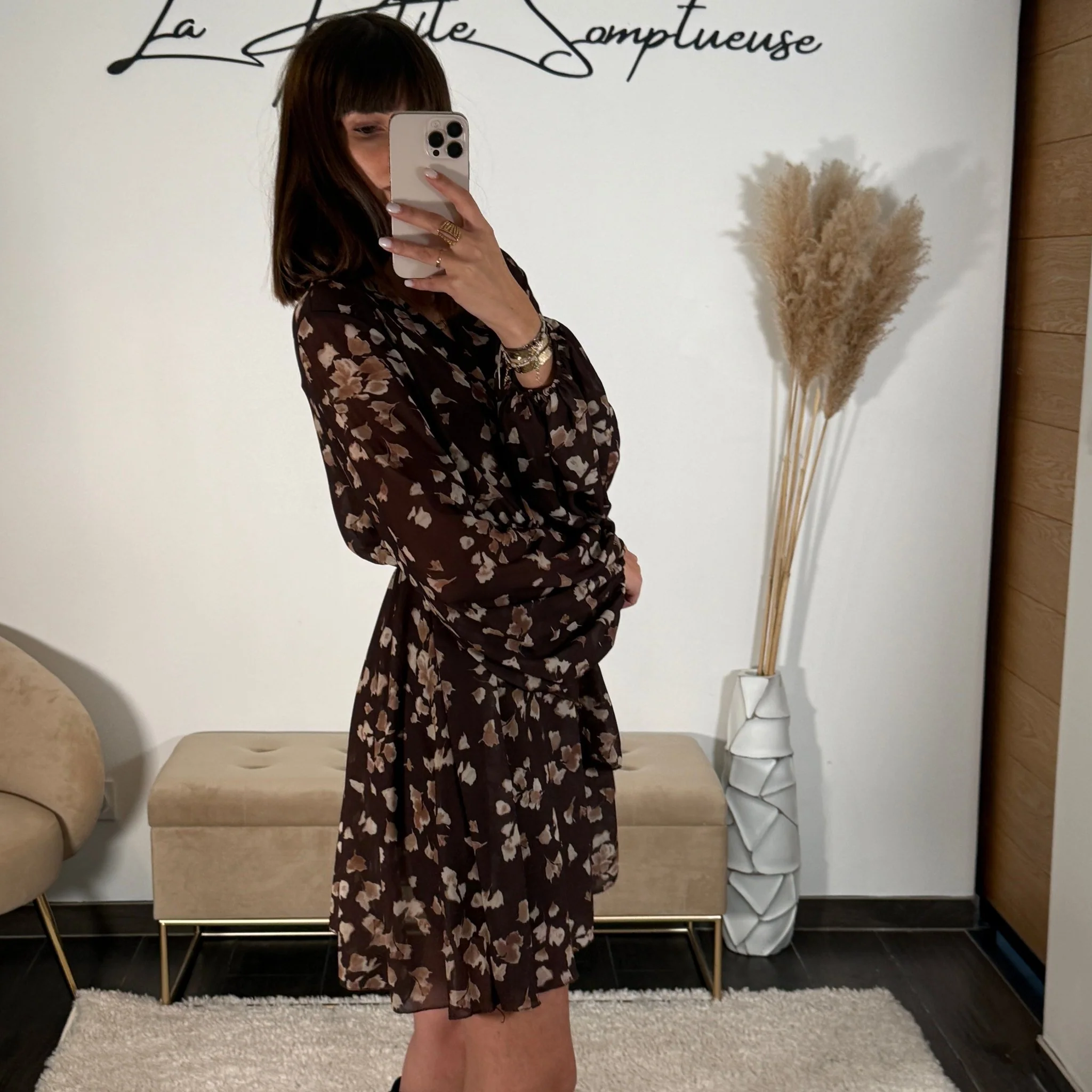 ROBE MARRON ET BEIGE SYLVIA - Image 3