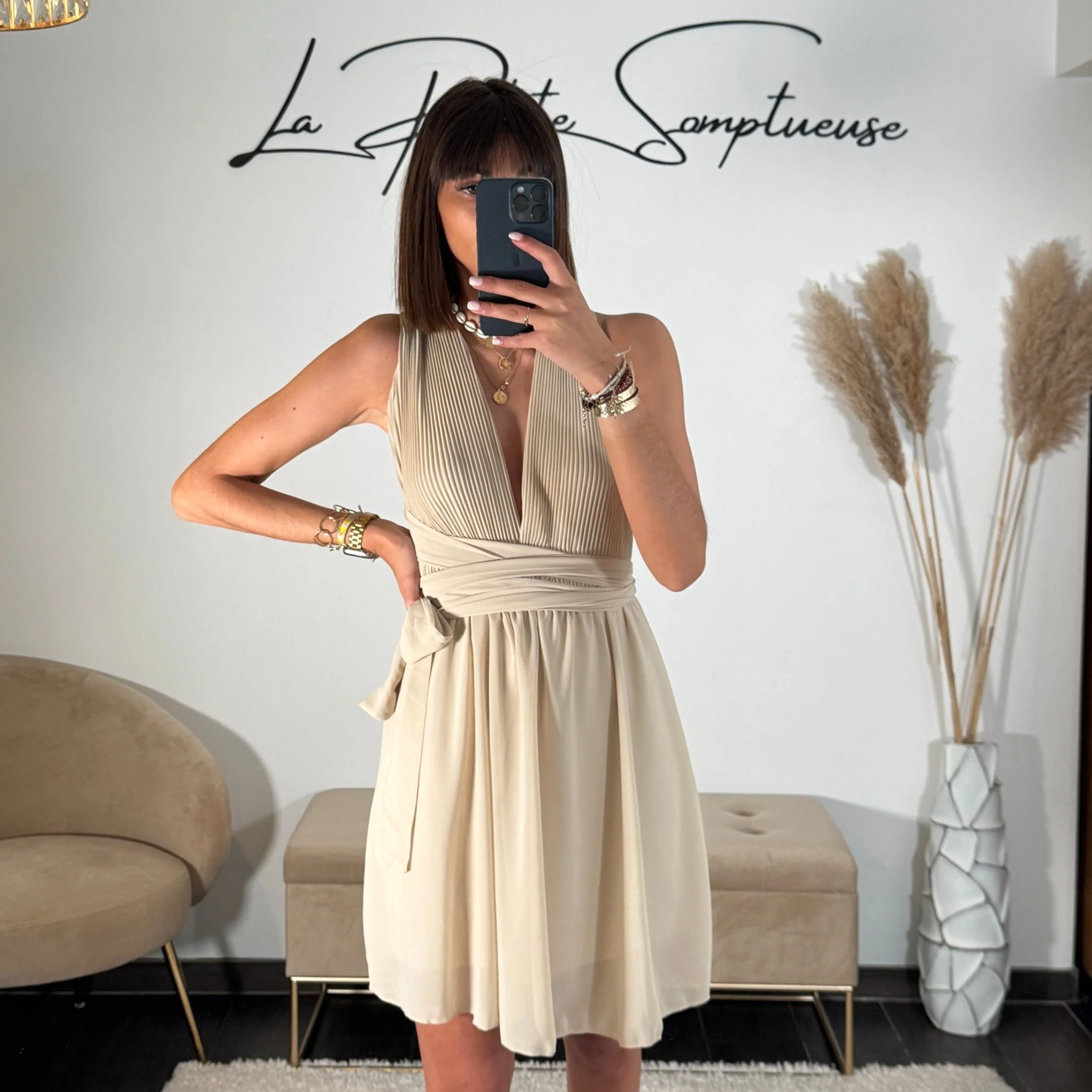 ROBE MULTIPOSITION COURTE BEIGE ATHENA