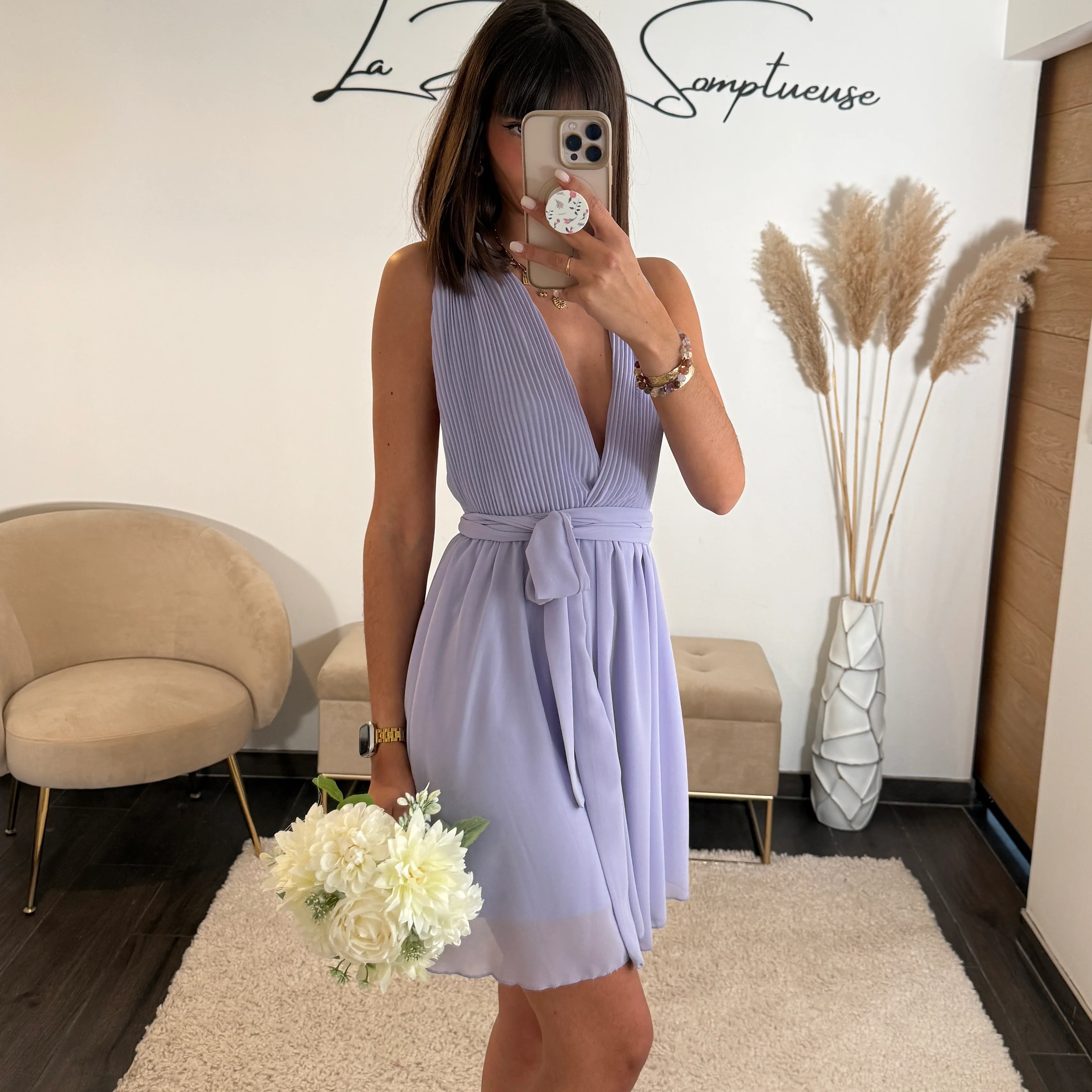 ROBE MULTIPOSITION COURTE LILAS ATHENA - Image 2