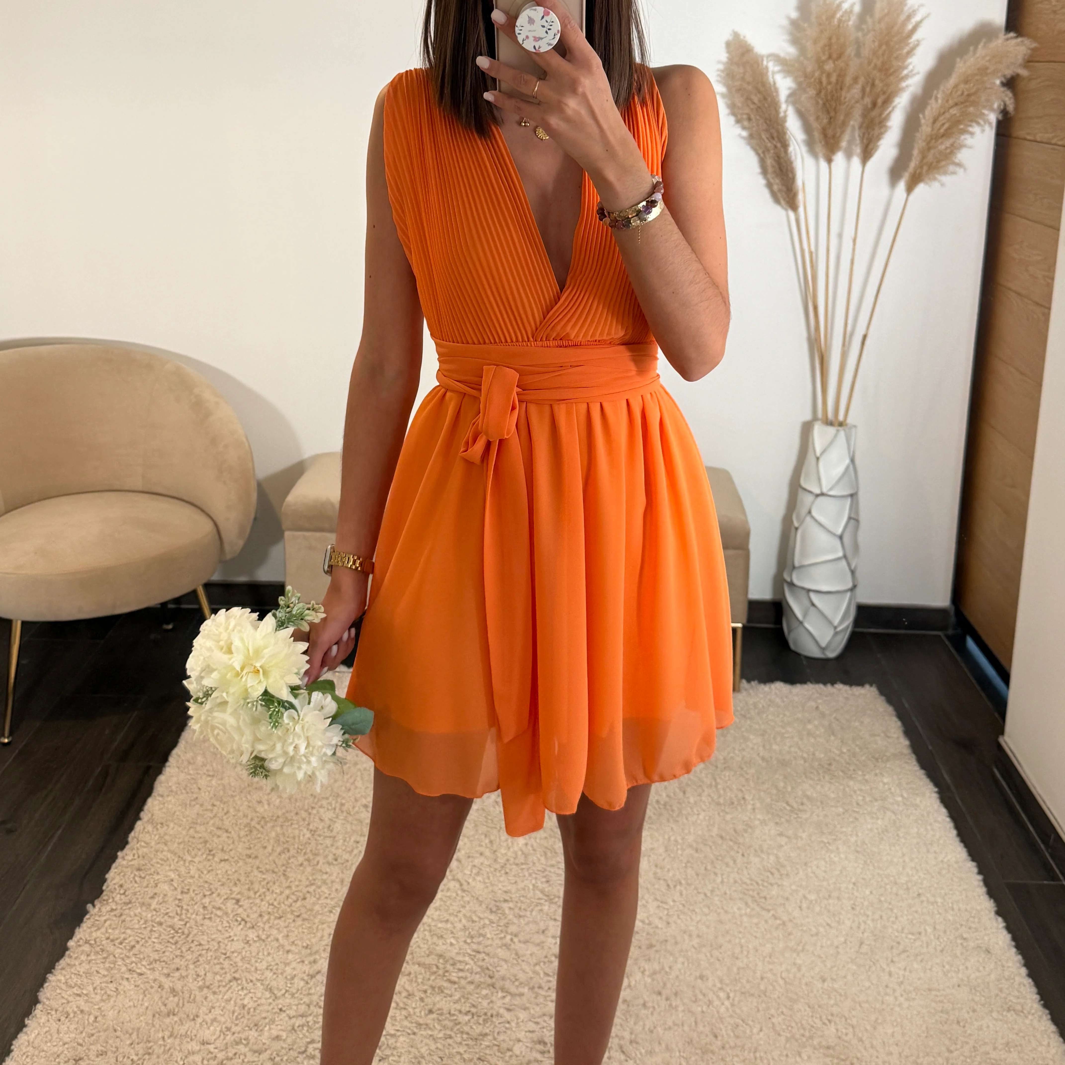 ROBE MULTIPOSITION COURTE ORANGE ATHENA