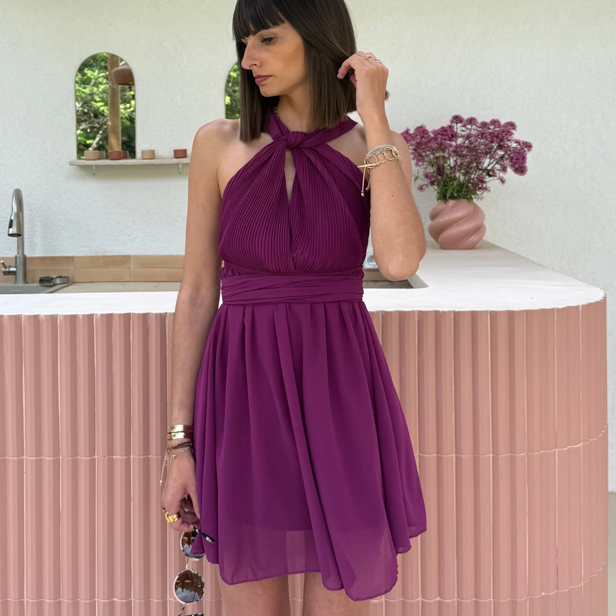 ROBE MULTIPOSITION COURTE PRUNE ATHENA
