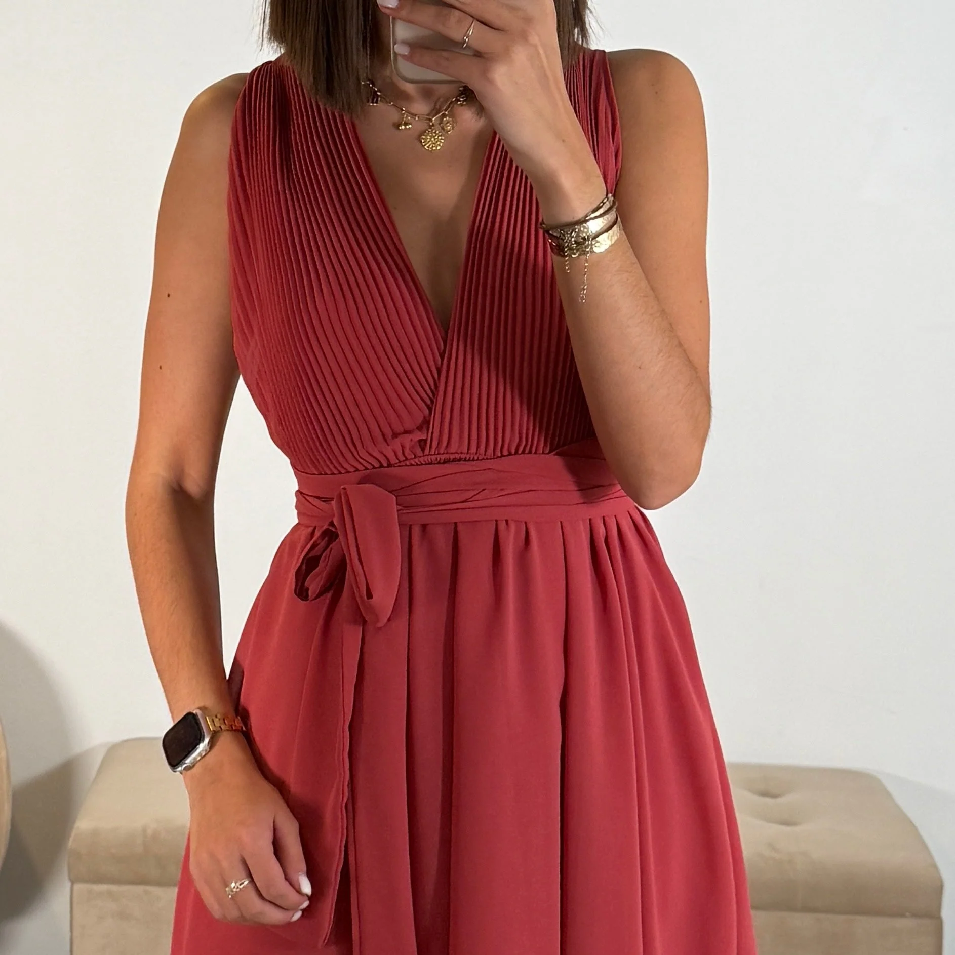 ROBE MULTIPOSITION COURTE VIEUX ROSE ATHENA - Image 2