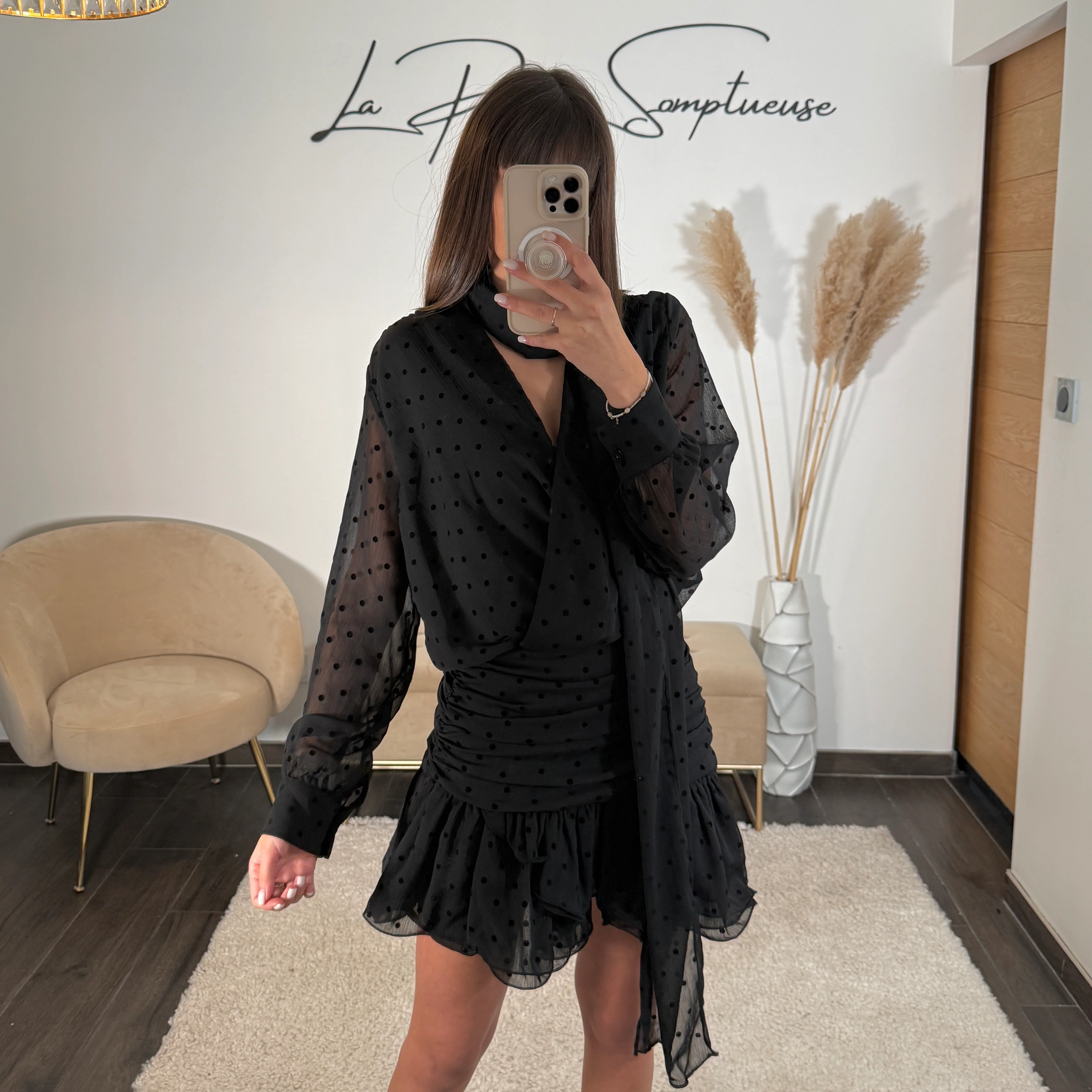 ROBE NOIRE A POIS OLIVIA - Image 2