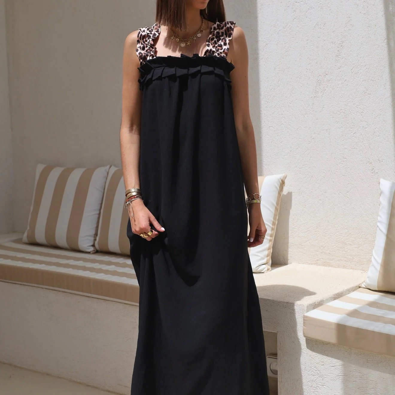 ROBE NOIRE ET LEOPARD TANIA - Image 2