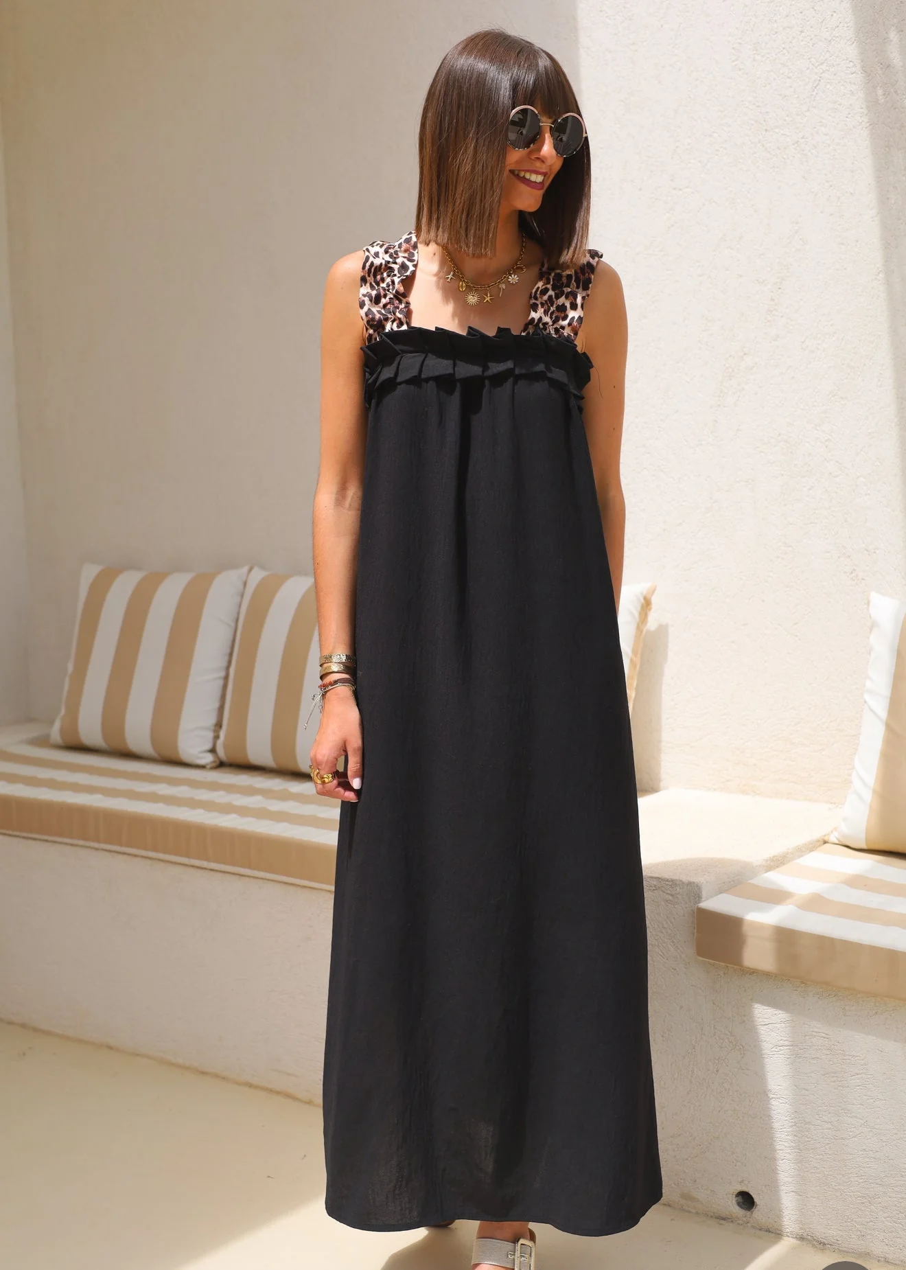 ROBE NOIRE ET LEOPARD TANIA - Image 3