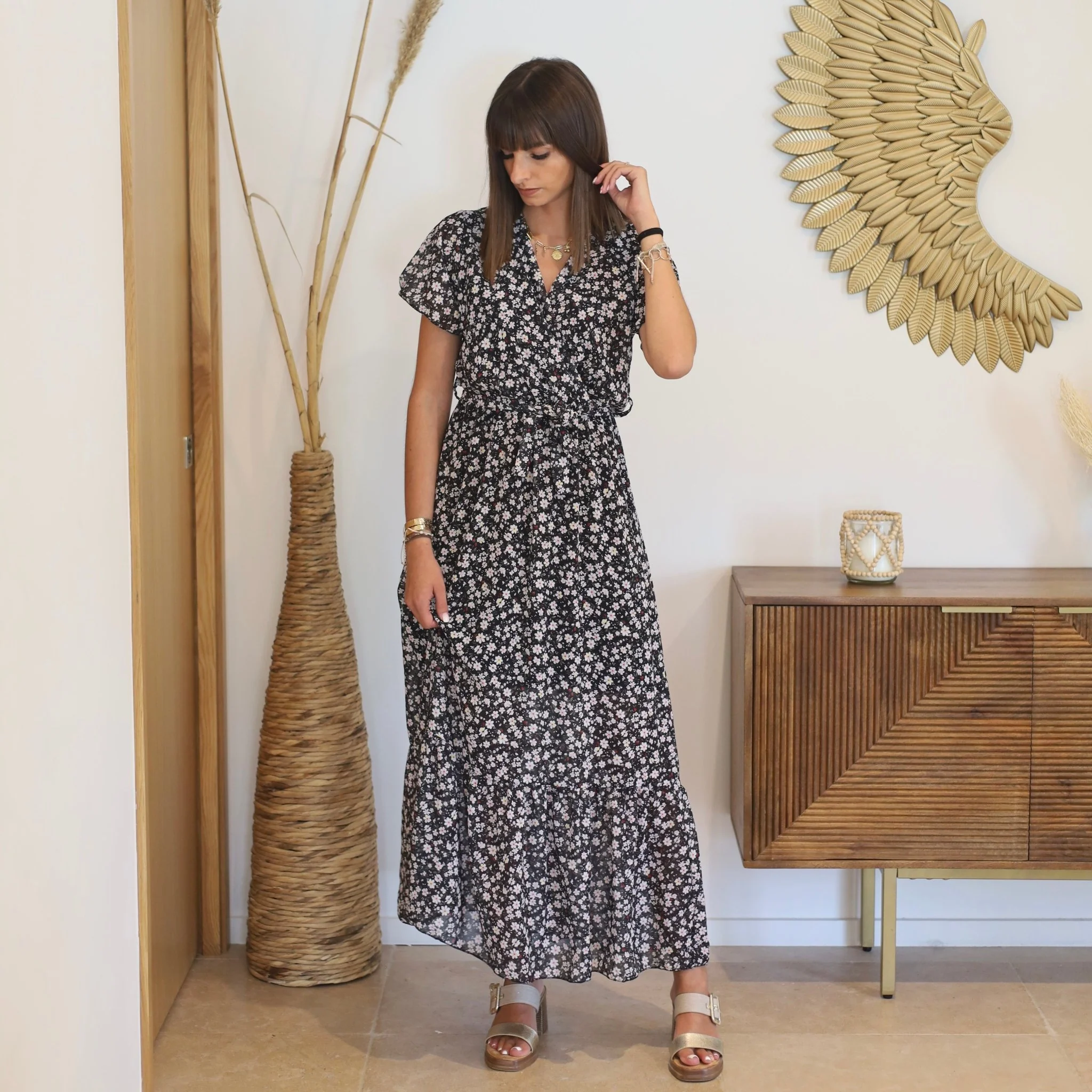 ROBE NOIRE FLEURIE KATY