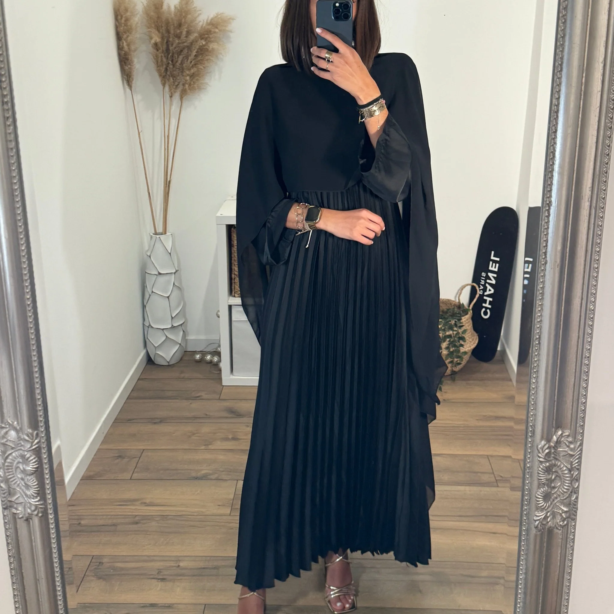 ROBE NOIRE SATINE CORALINE - Image 2