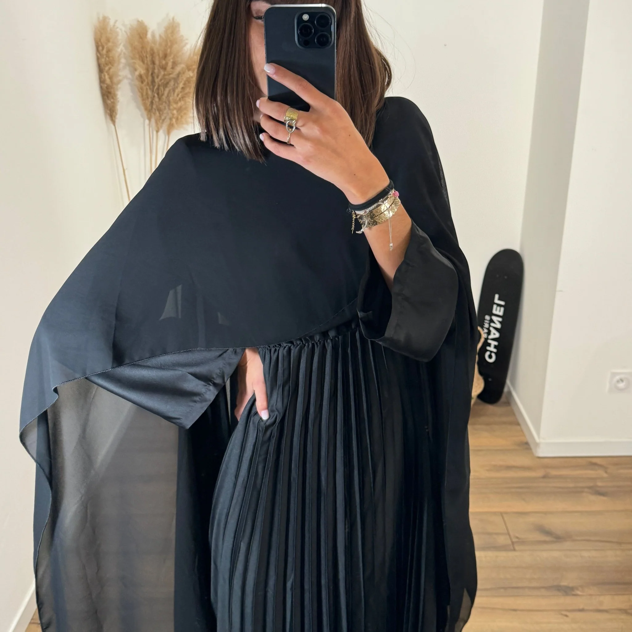 ROBE NOIRE SATINE CORALINE - Image 3