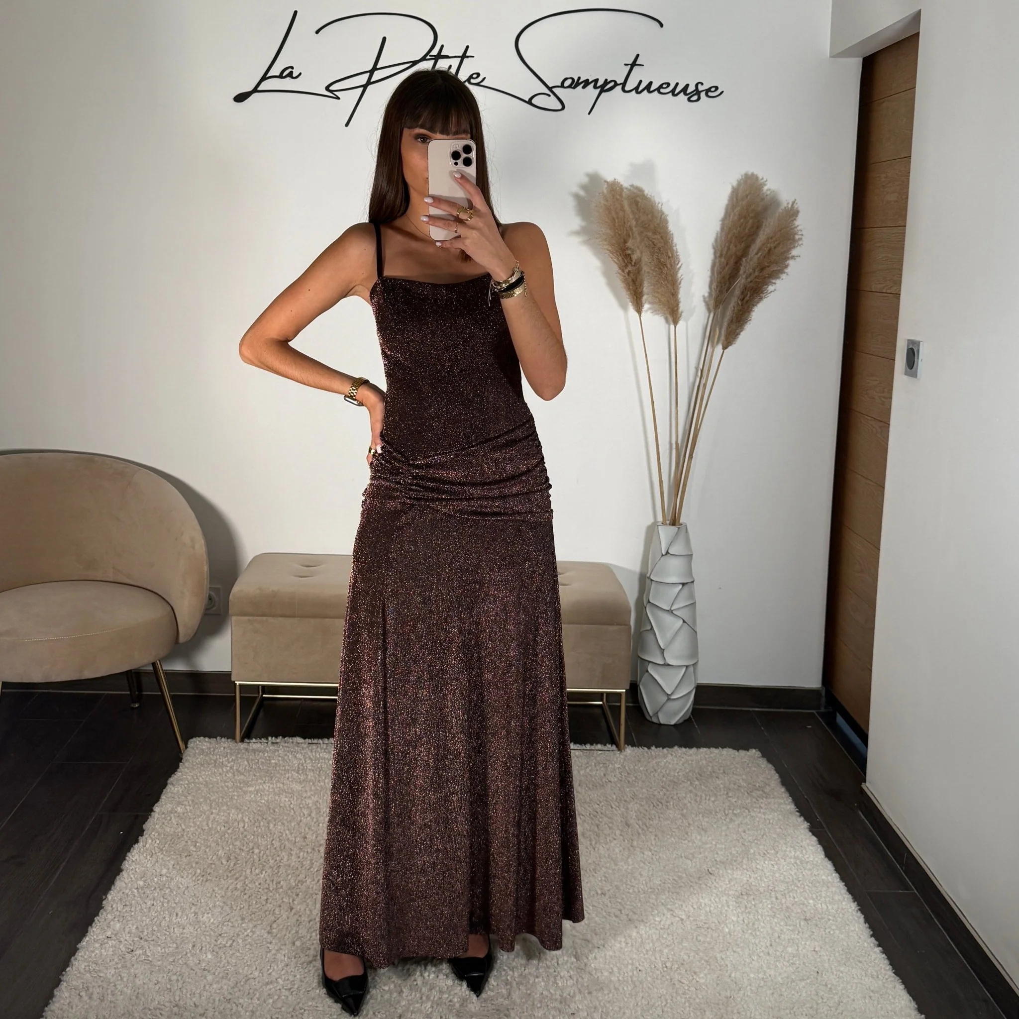 ROBE PAILLETE ROSE GOLD ANYA