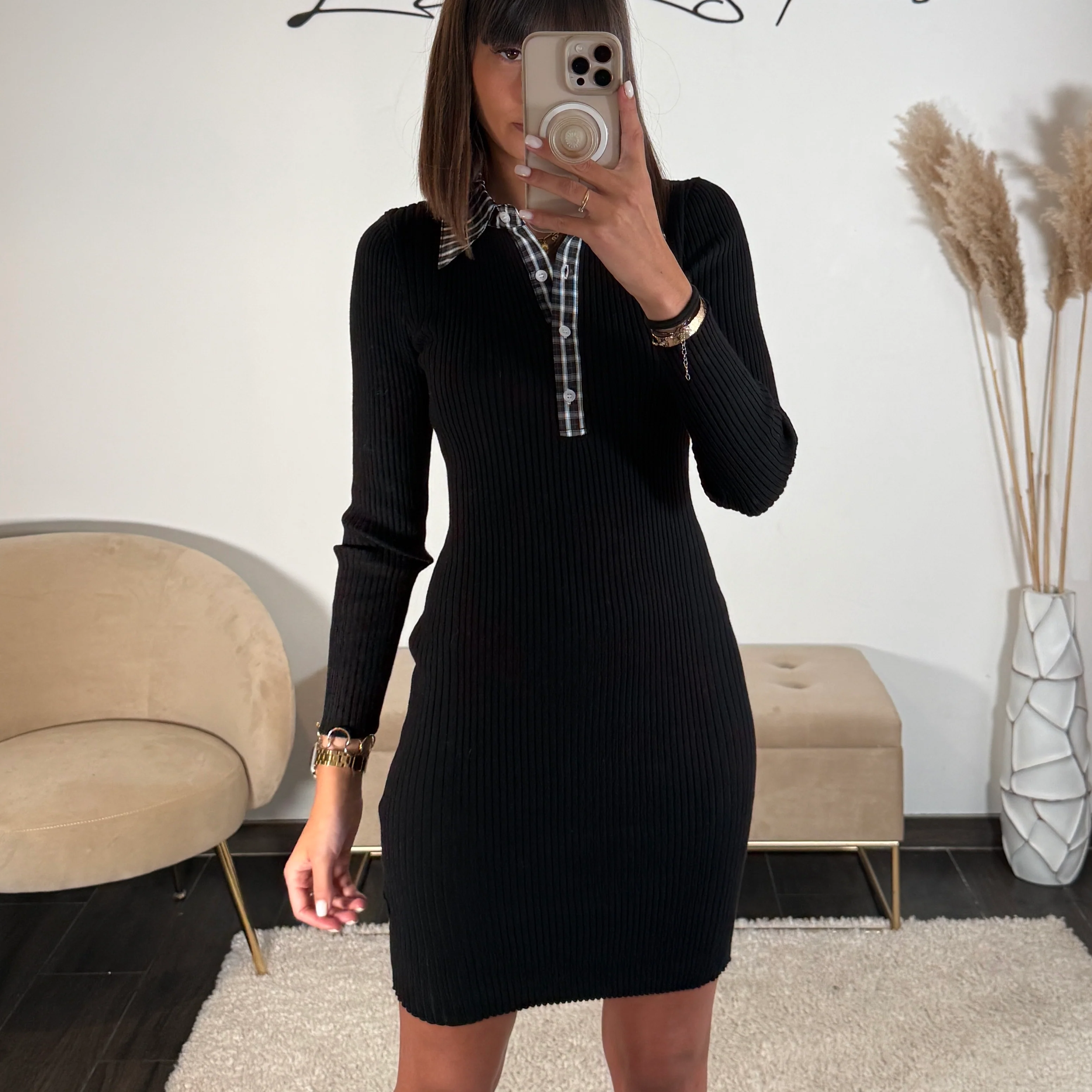 ROBE PULL CHEMISE NOIR SCHOOL