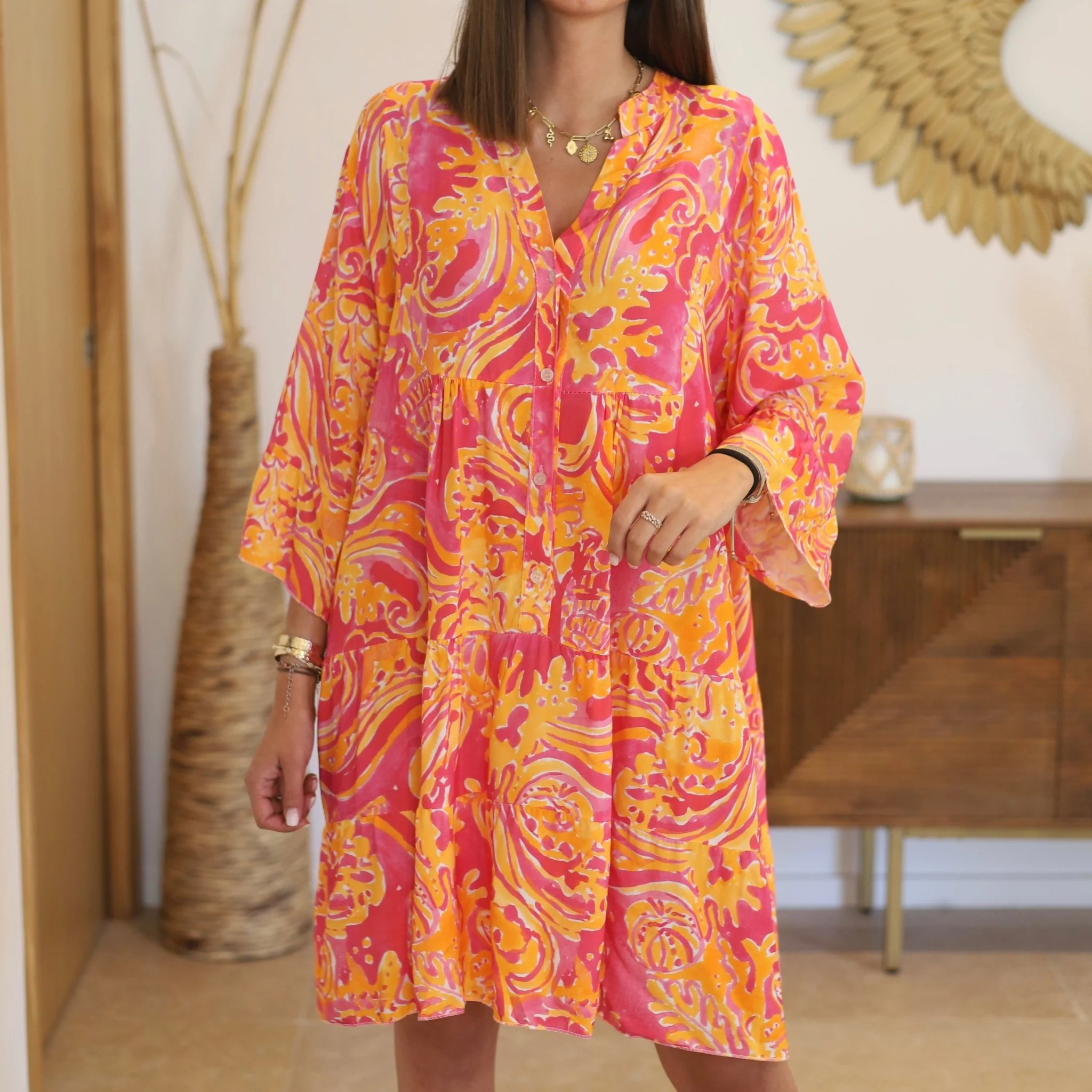 ROBE ROSE ET ORANGE FANNY - Image 2