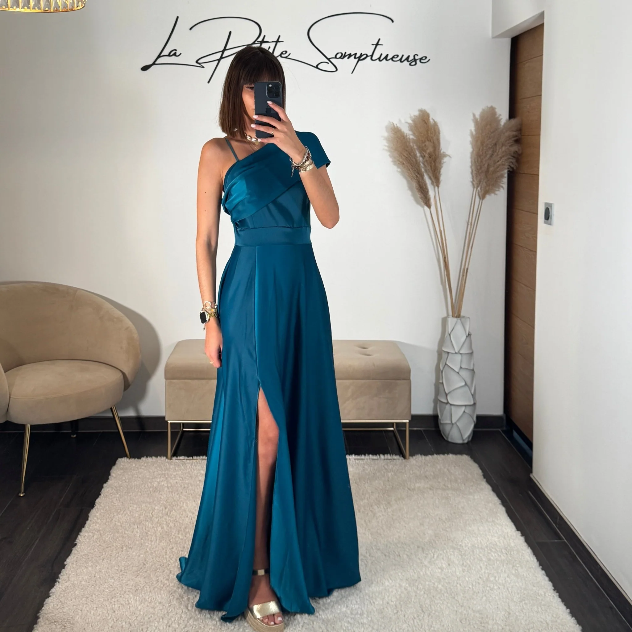 ROBE SATIN BLEU CLASSY - Image 2