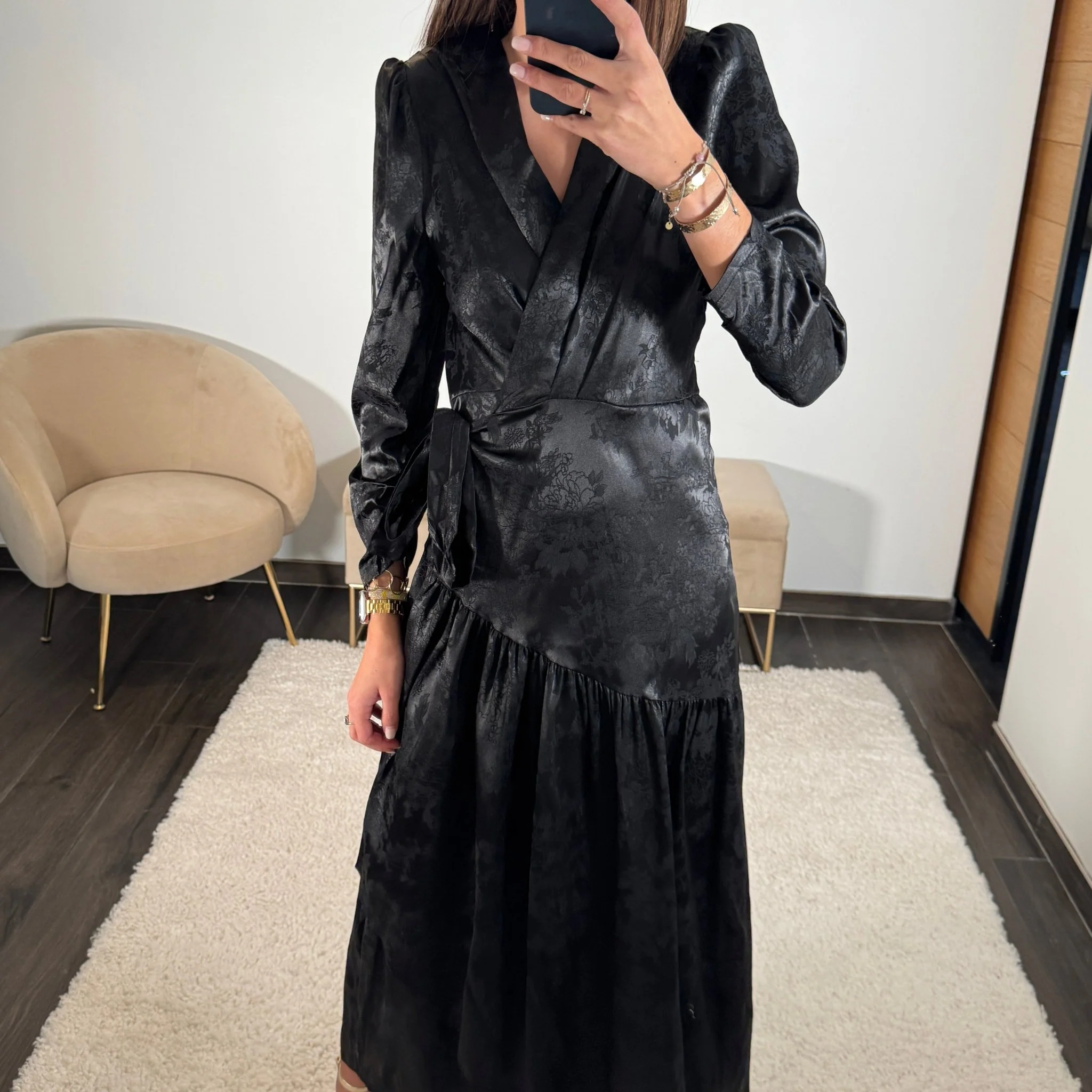 ROBE SATIN FLOWER NOIRE ZANYA - Image 2